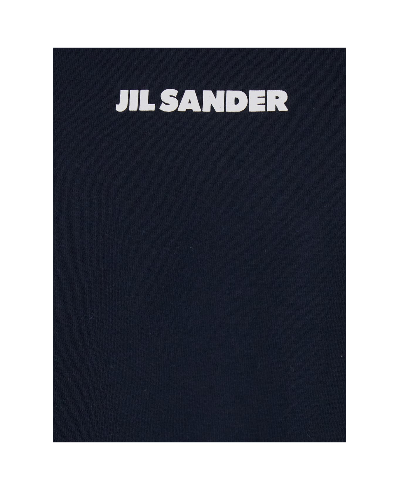 Jil Sander Blue Crewneck T-shirt With Logo Lettering On The Front In Cotton Man - Blu