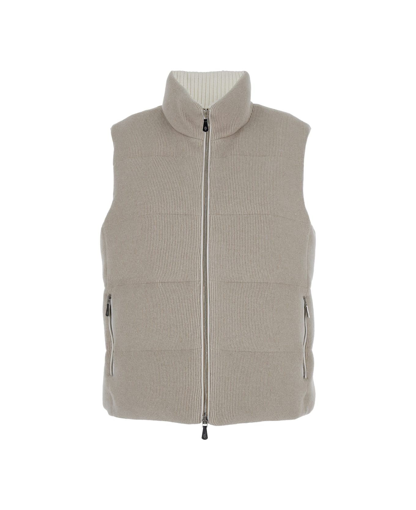 Eleventy Grey Padded Vest With Zip Closure In Wool Blend Woman - Grey