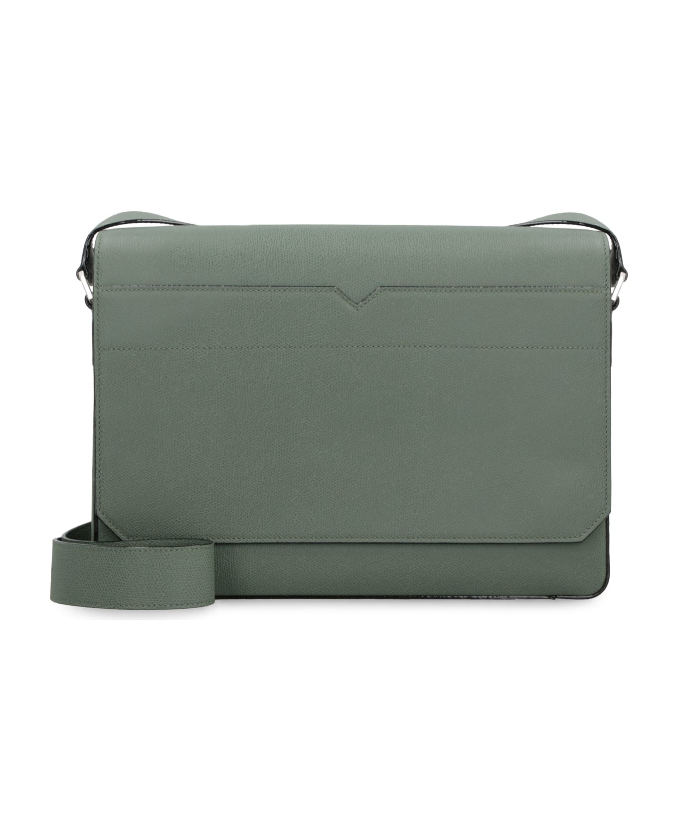 Valextra V-line Leather Messenger Bag - green