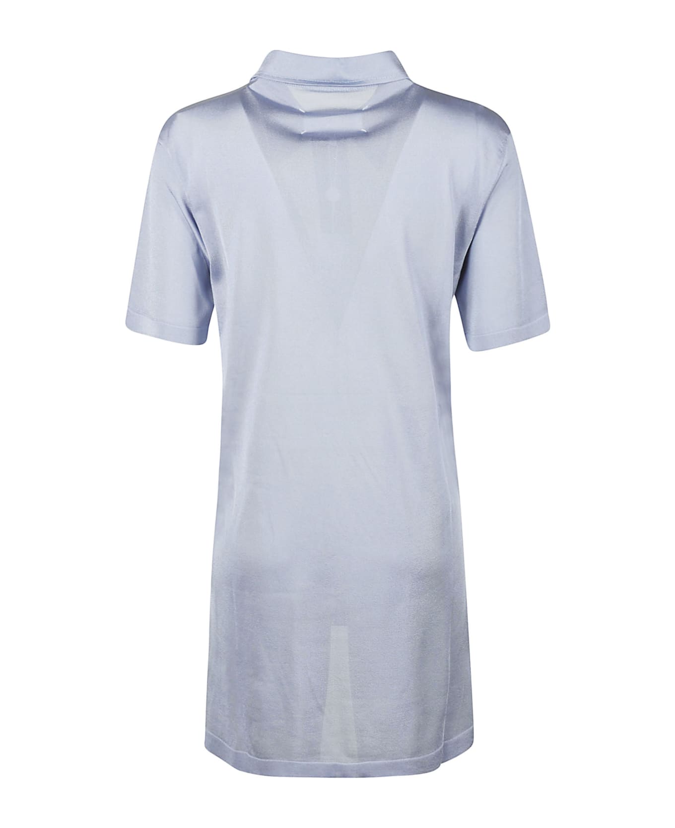 Maison Margiela Side Slit Zipped Placket Polo Shirt - Azure