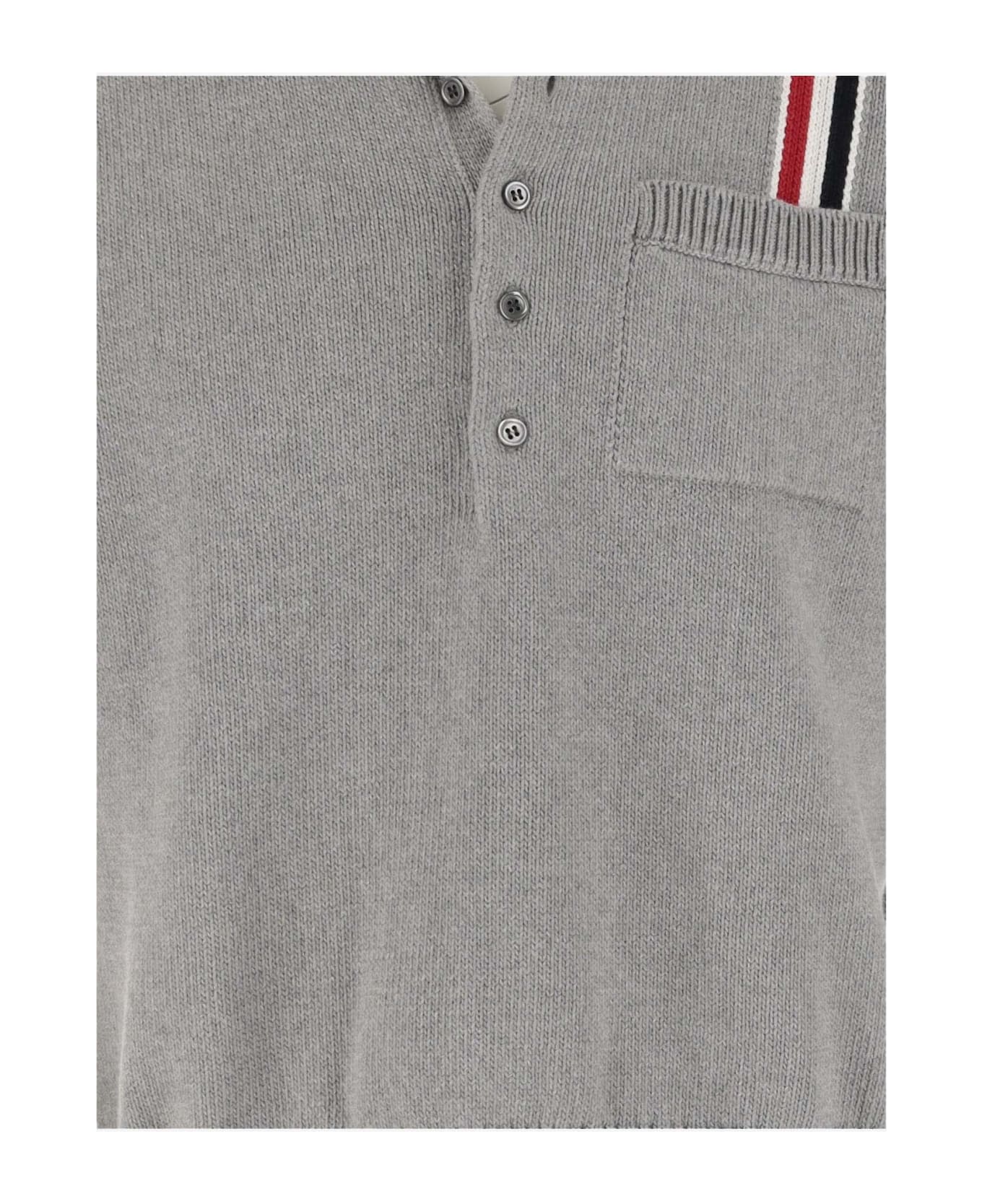 Thom Browne 'fun Mix Jersey Stitch' Polo Shirt - Grey