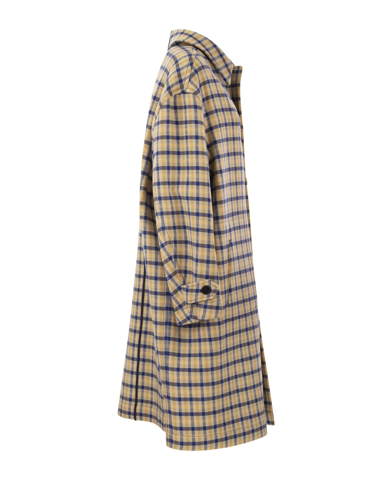 Marni Reversible Wool Coat With Check Pattern - Yellow/blue コート