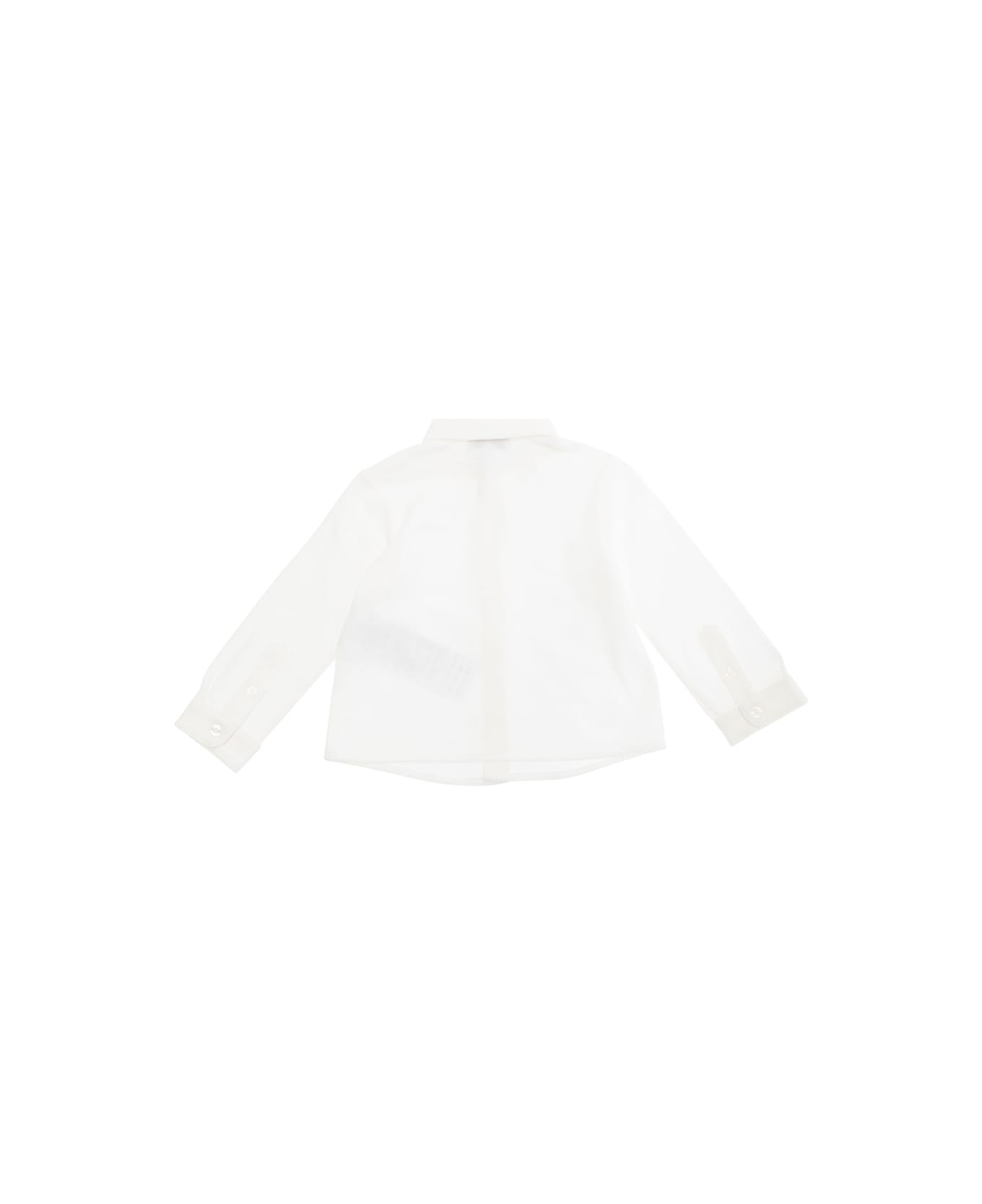 Emporio Armani White Shirt With Classic Collar And Tonal Logo Embroidery On The Front In Cotton Baby - White