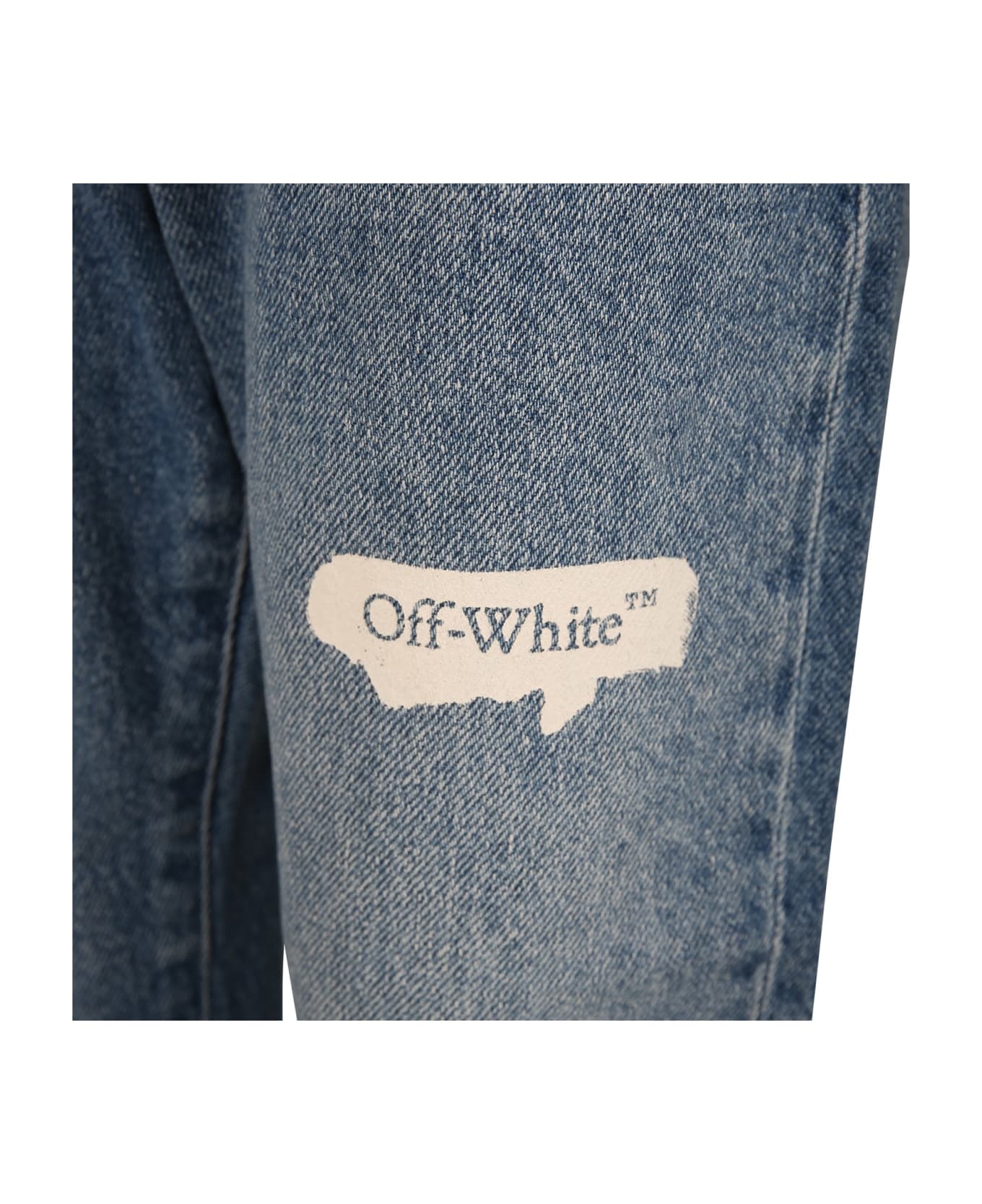 Off-White Denim Jeans For Boy With Logo - Medium Blue ボトムス