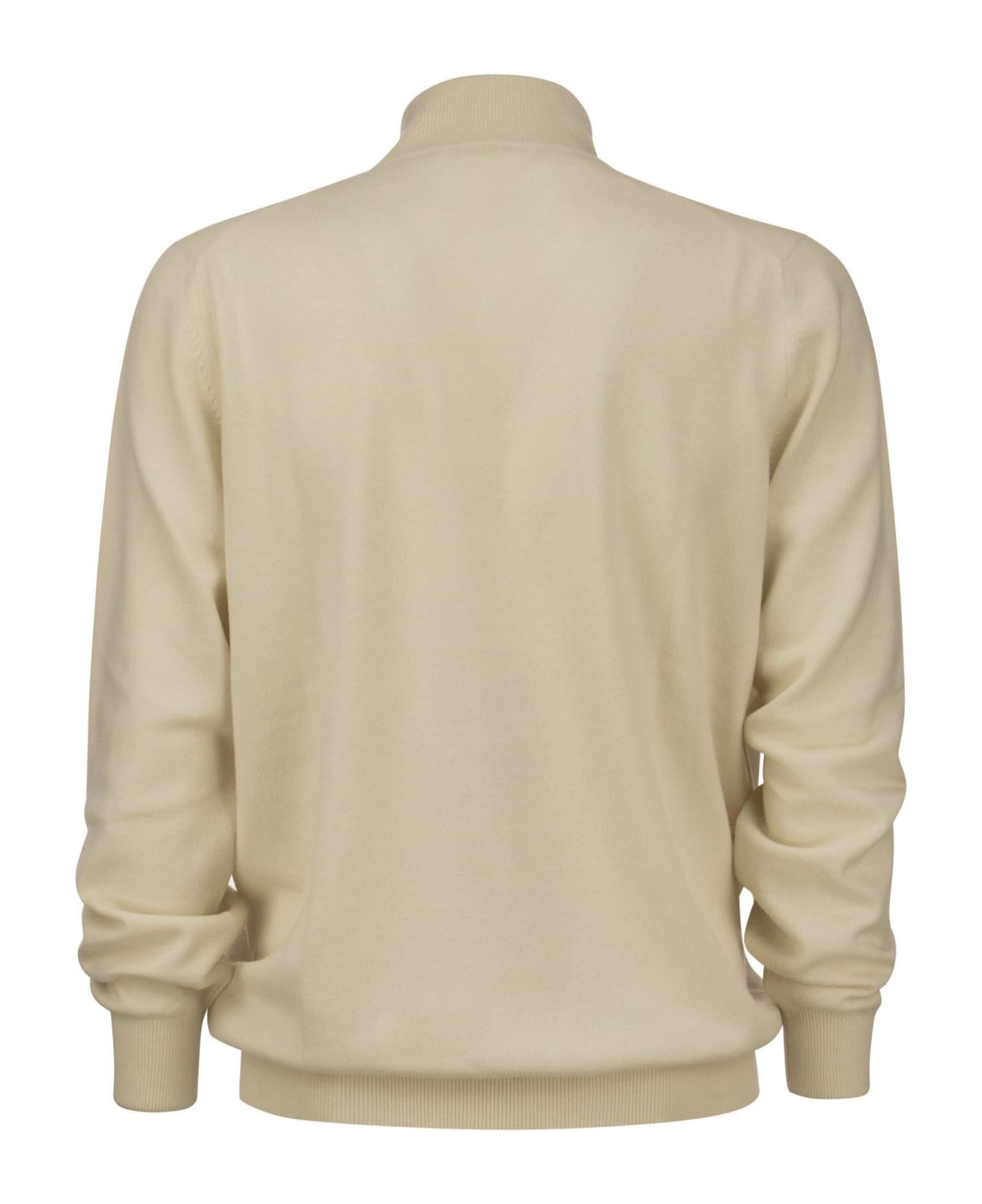 Brunello Cucinelli Cashmere Turtleneck Sweater With Zip - Sand フリース