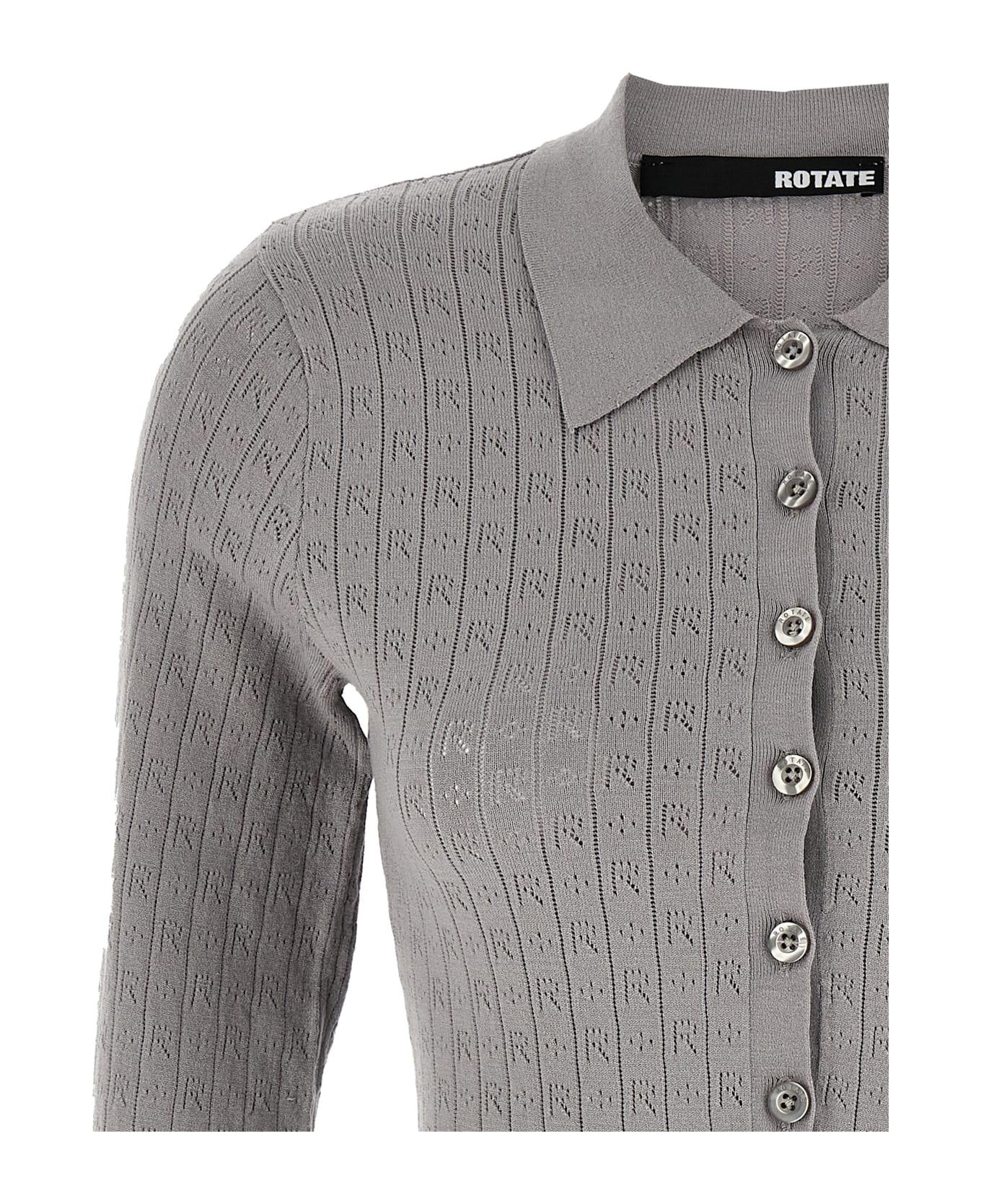 Rotate by Birger Christensen 
pointelle
 Polo Shirt - Gray