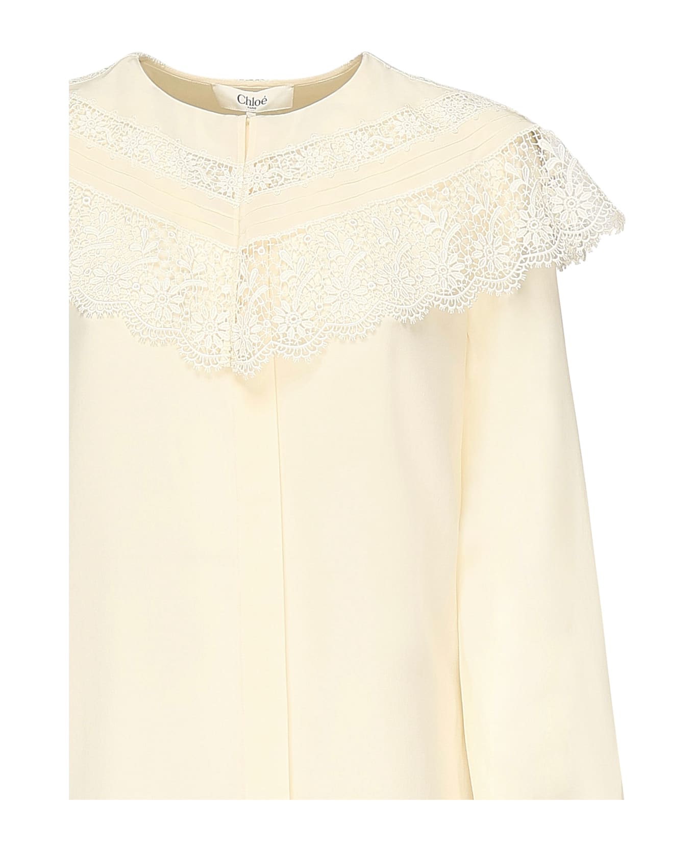 Chloé Silk And Lace Ruffle Blouse - Pink
