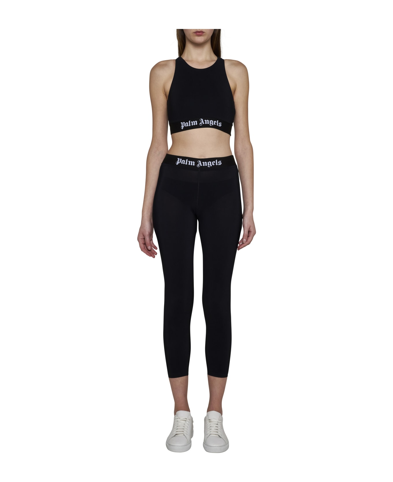 Palm Angels Technical Fabric Crop Top - black タンクトップ