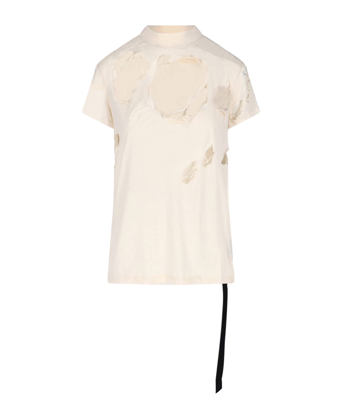 DRKSHDW Destroyed T-shirt With "tommy T" Lace - Cream