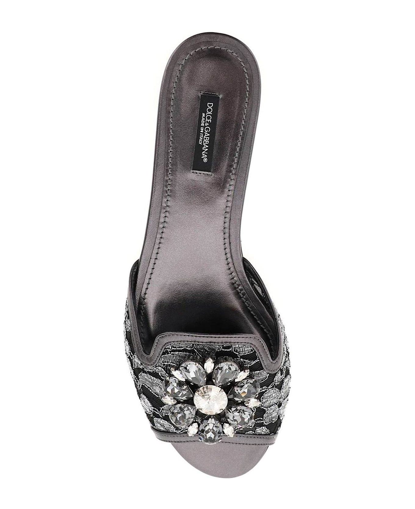 Dolce 
Gabbana Bianca Crystal Embellished Sandals - Silver