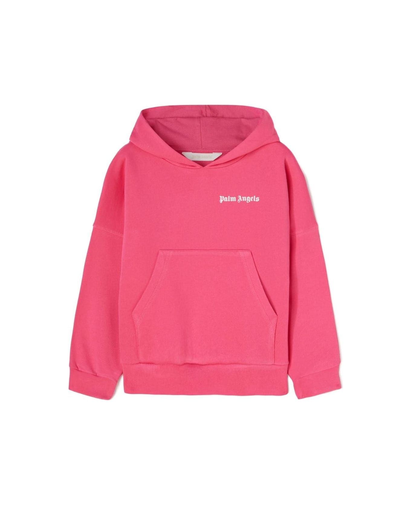 Palm Angels Fuchsia Hoodie With Logo - Pink