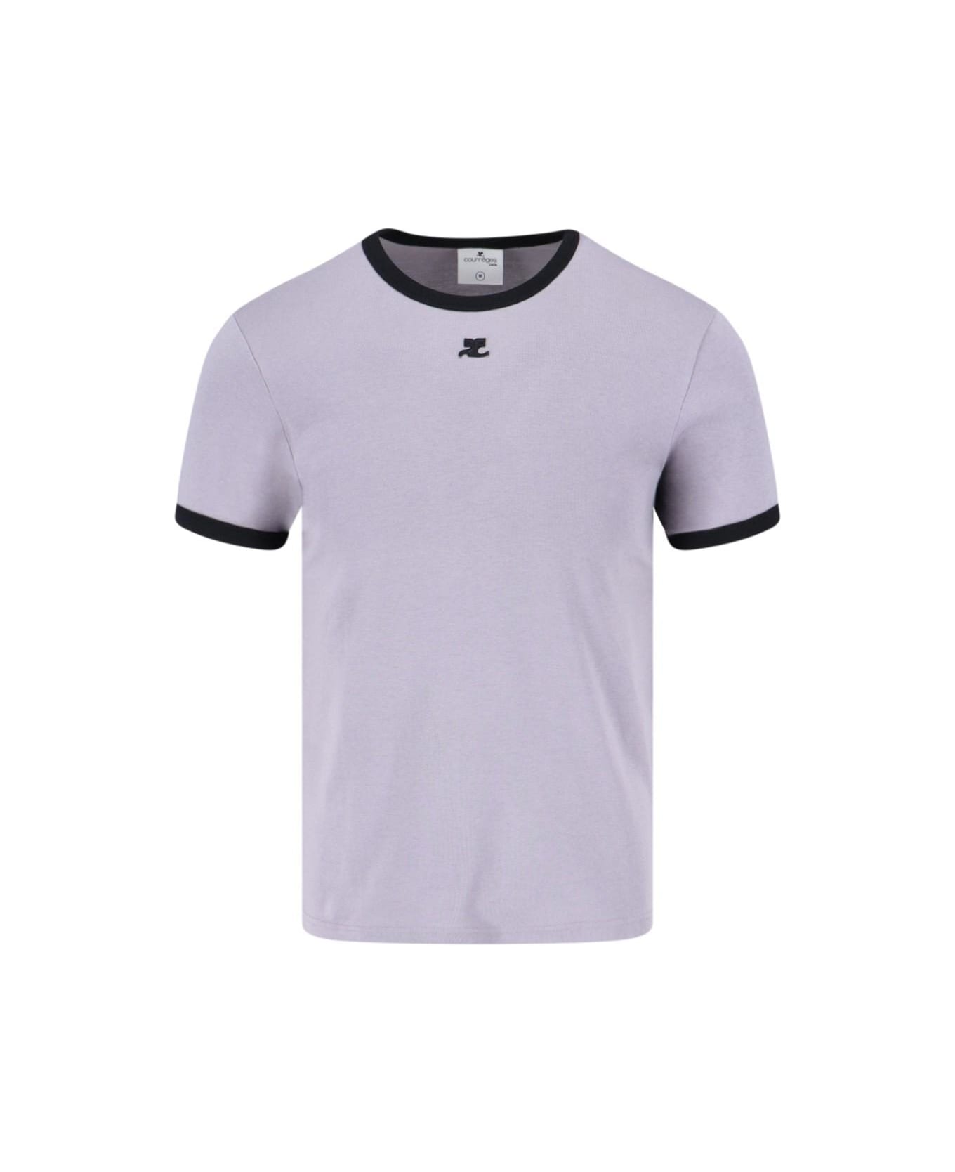 Courrèges 'contraste' T-shirt - Smocked Grey Black