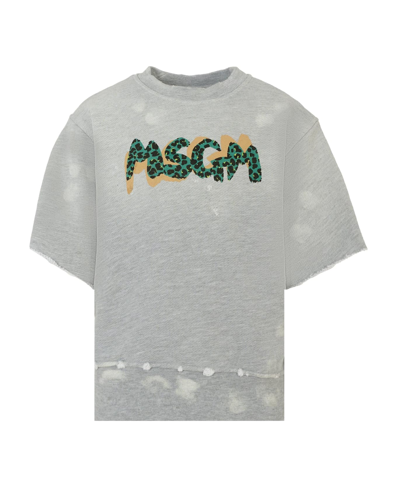 MSGM Grey Sweatshirt For Boy With Writing - Grey