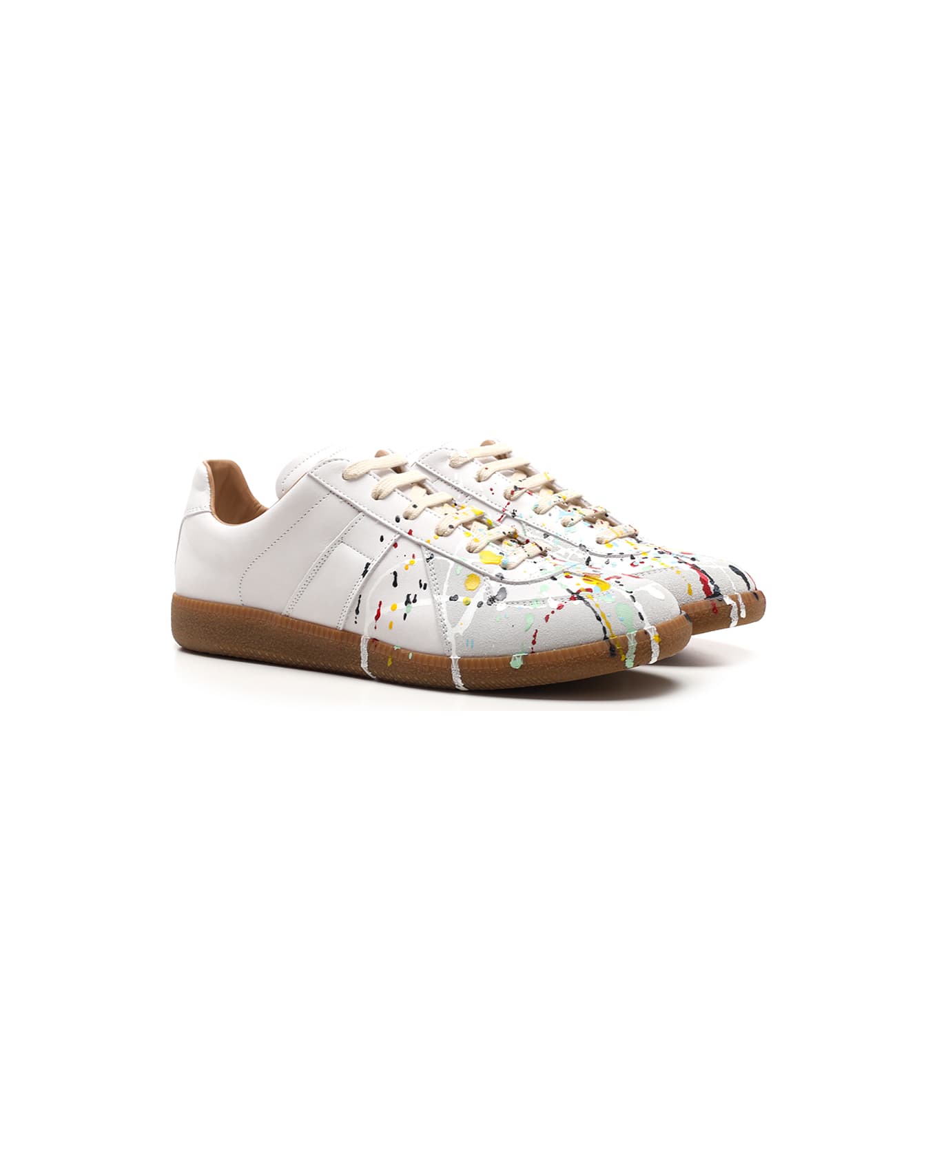 Maison Margiela White 'replica' Sneakers With Multicolor Drops - White スニーカー