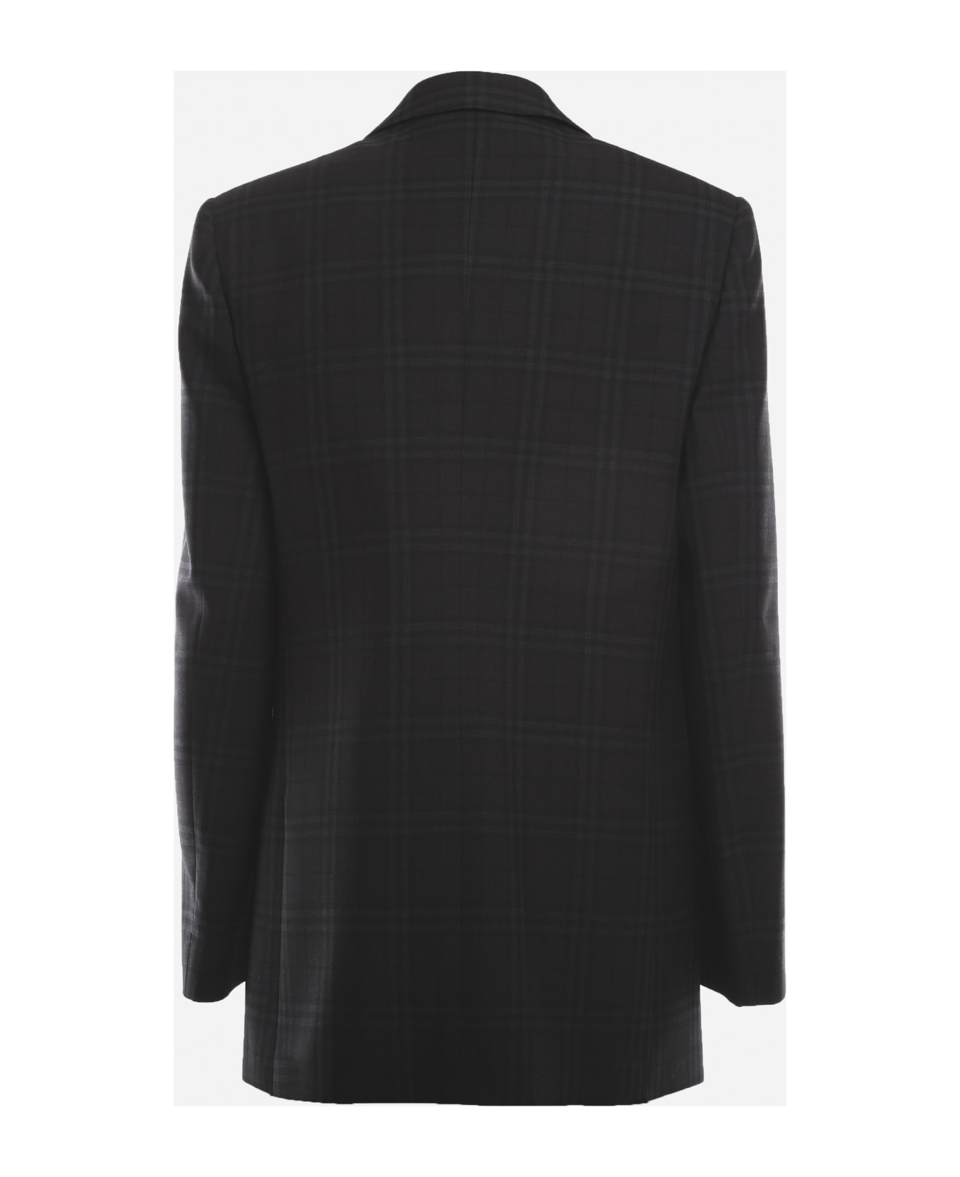 Burberry Wool Jacket With All-over Check Pattern - Dark charcoal ブレザー