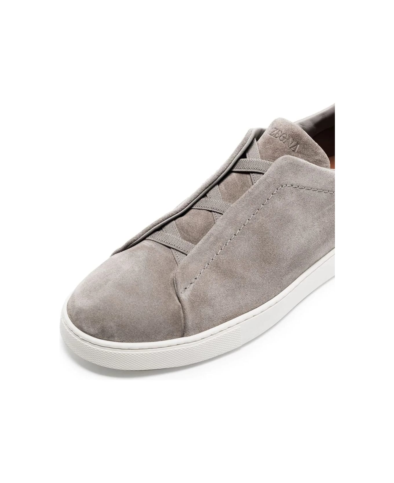 Zegna Triple Stitch Sneakers In Grey Suede - Grey