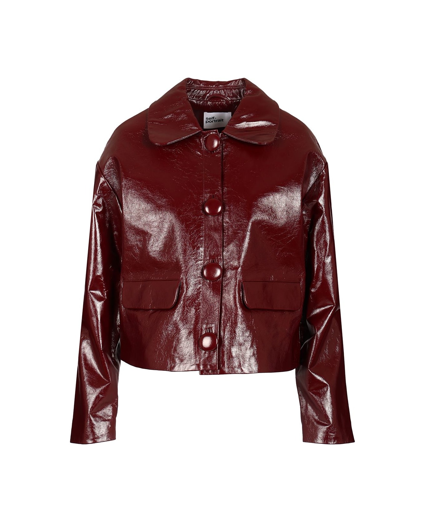 self-portrait Patent Leather Jacket - BORDEAUX