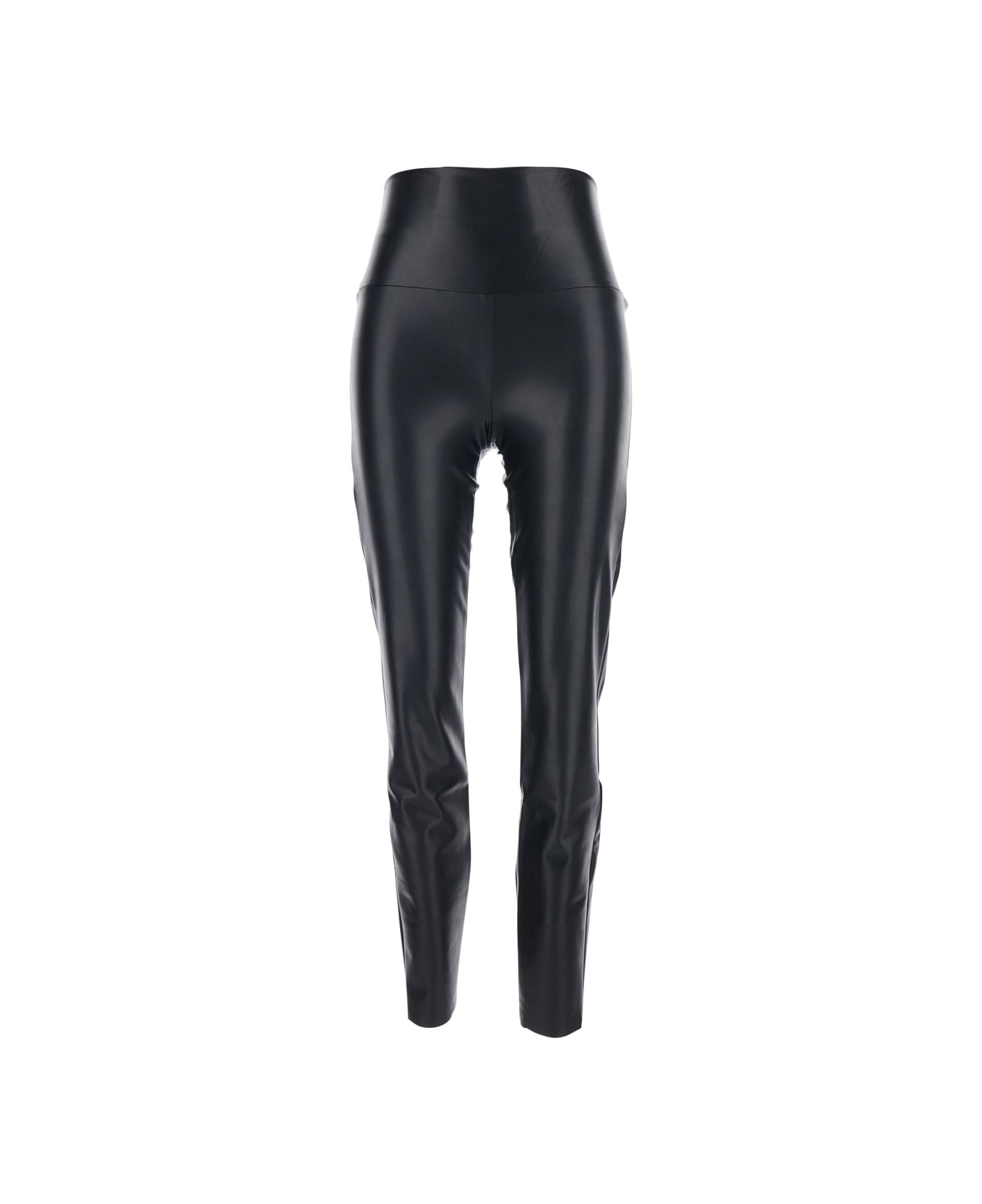 Norma Kamali Black Pull-on Leggings With High-waisted In Eco Leather Woman - Black