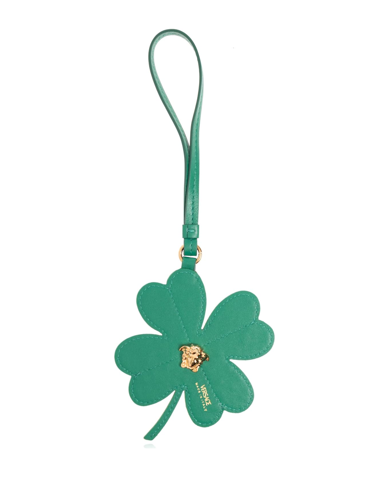 Versace Leather Pendant With A Clover Motif - GREEN