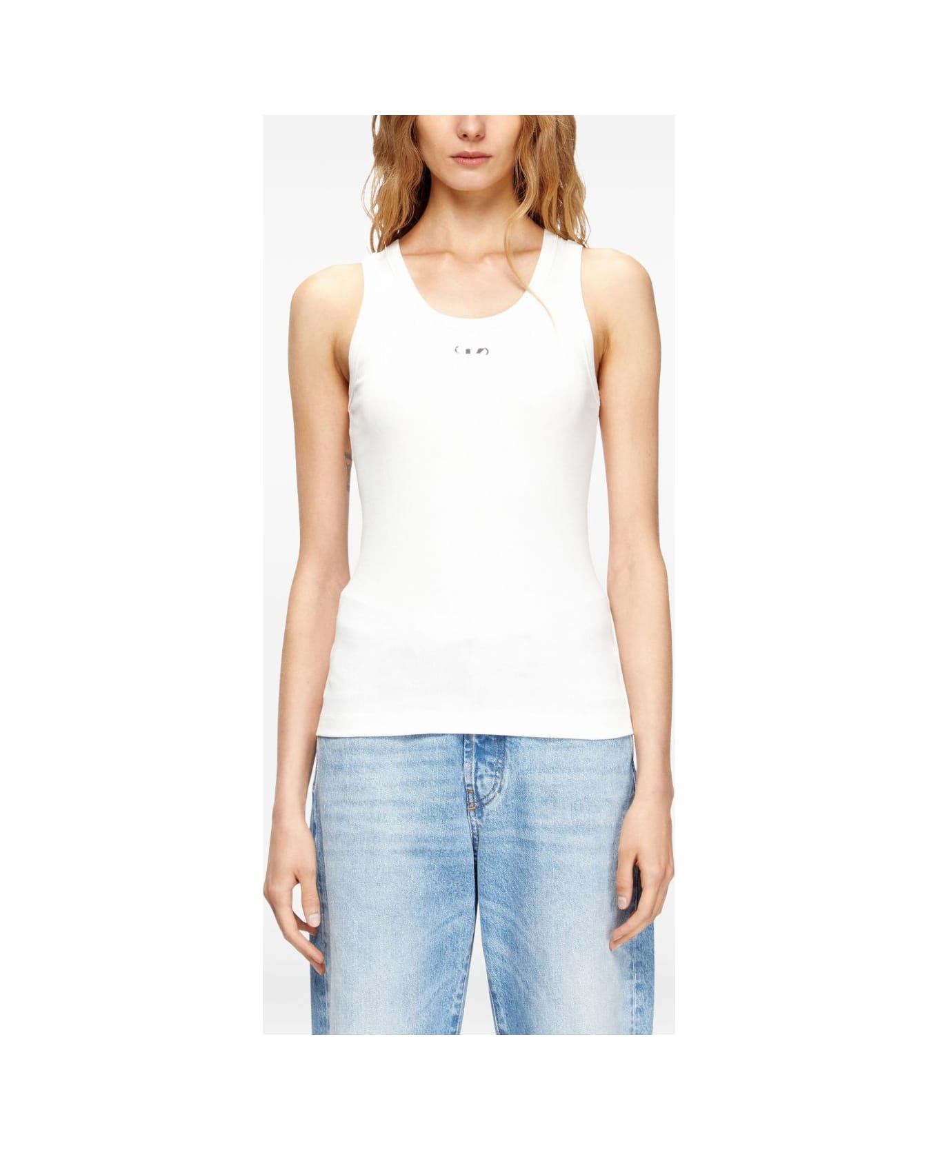Diesel Logo Cotton Tank Top - White