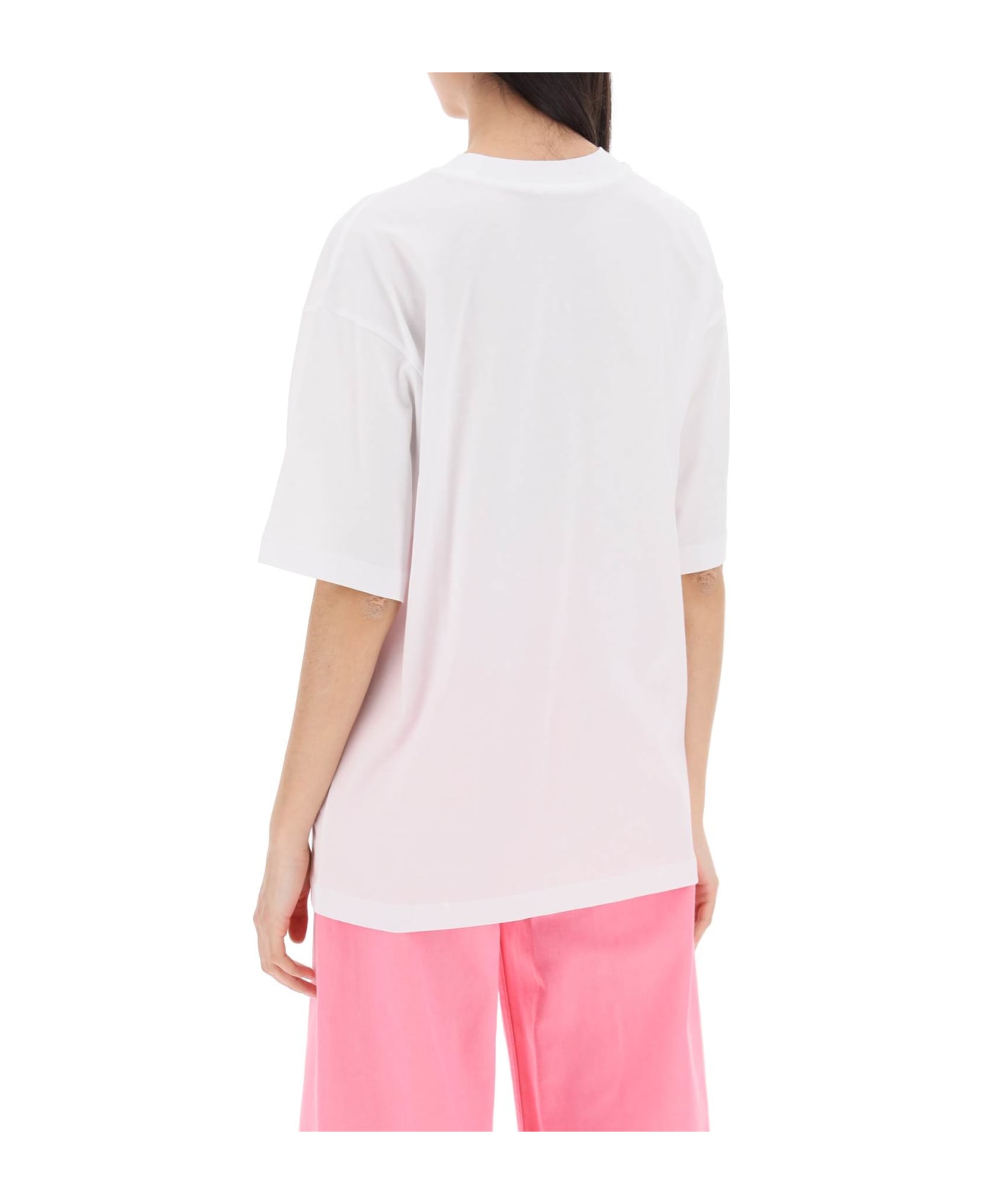Marni T-shirt With Maxi Logo Print - Bianco/rosa Tシャツ