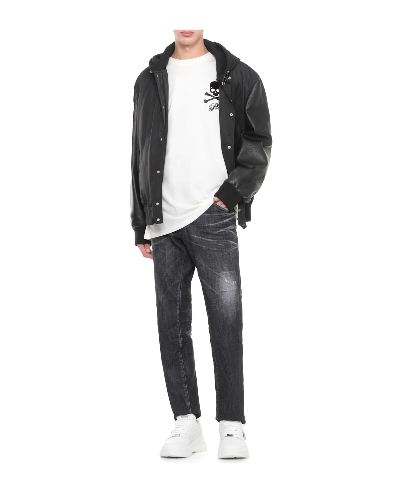 Philipp Plein Bomber Jacket With Logo - Black