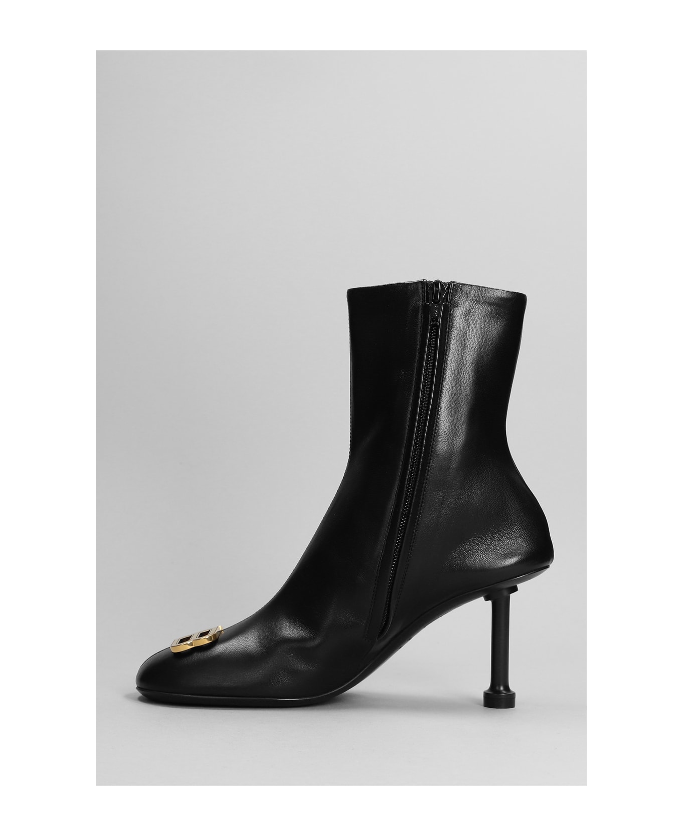 Balenciaga High Heels Ankle Boots In Black Leather - black