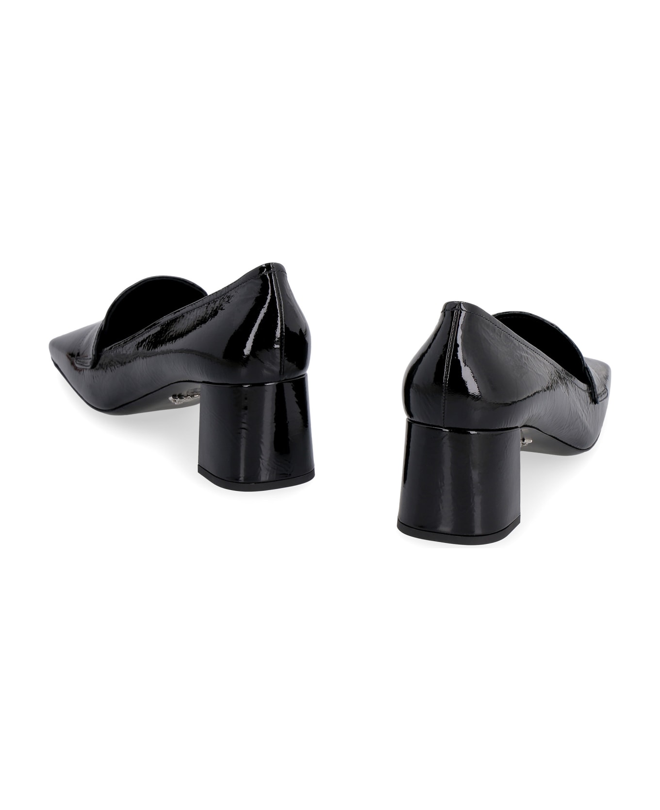 Prada Patent Leather Heeled Loafers - black