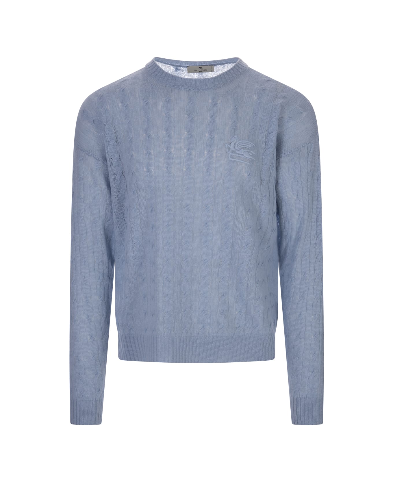 Etro Light Blue Braided Cashmere Sweater - C
