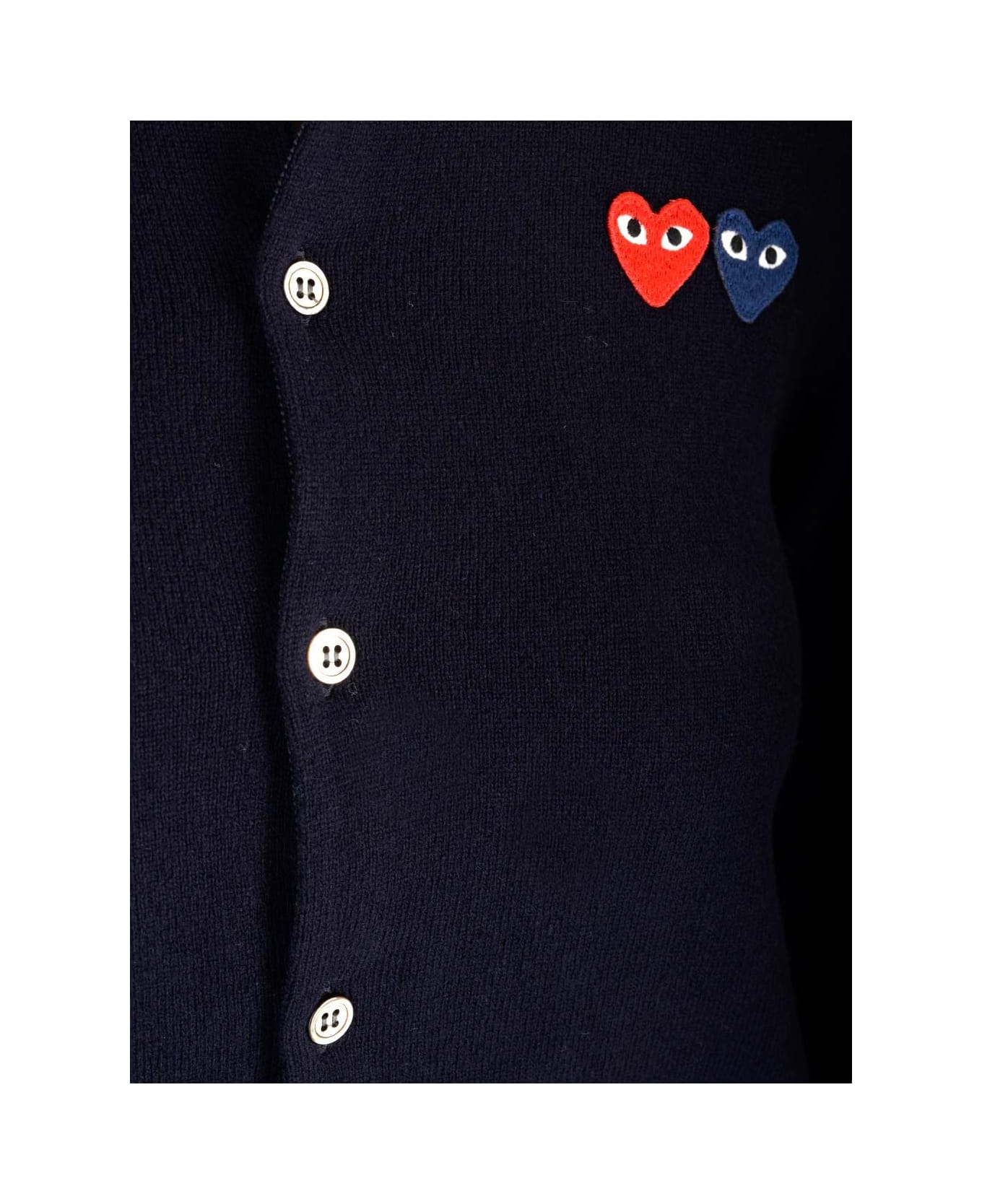Comme des Garçons Play Crewneck Wool Cardigan - Navy