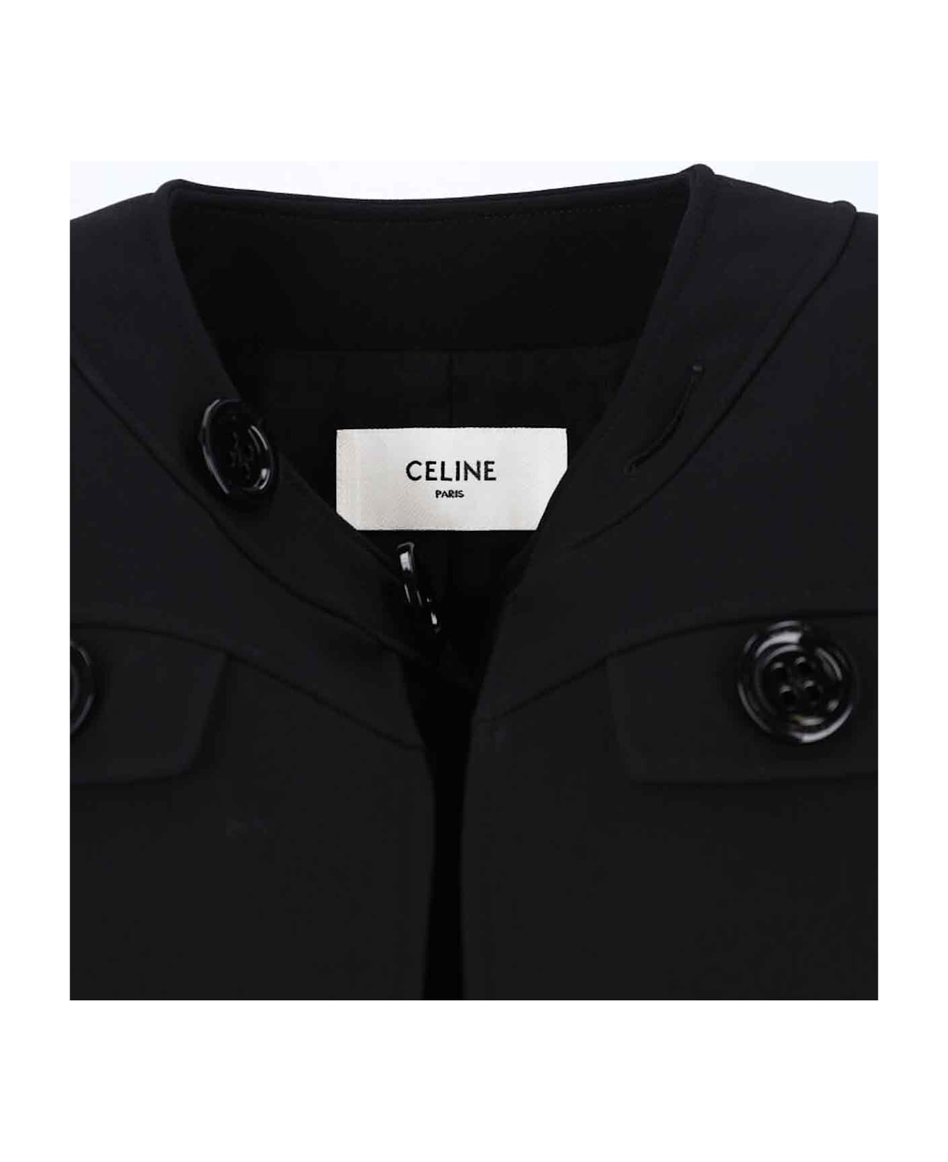 Celine Wool Jacket With Maxi Buttons - Black