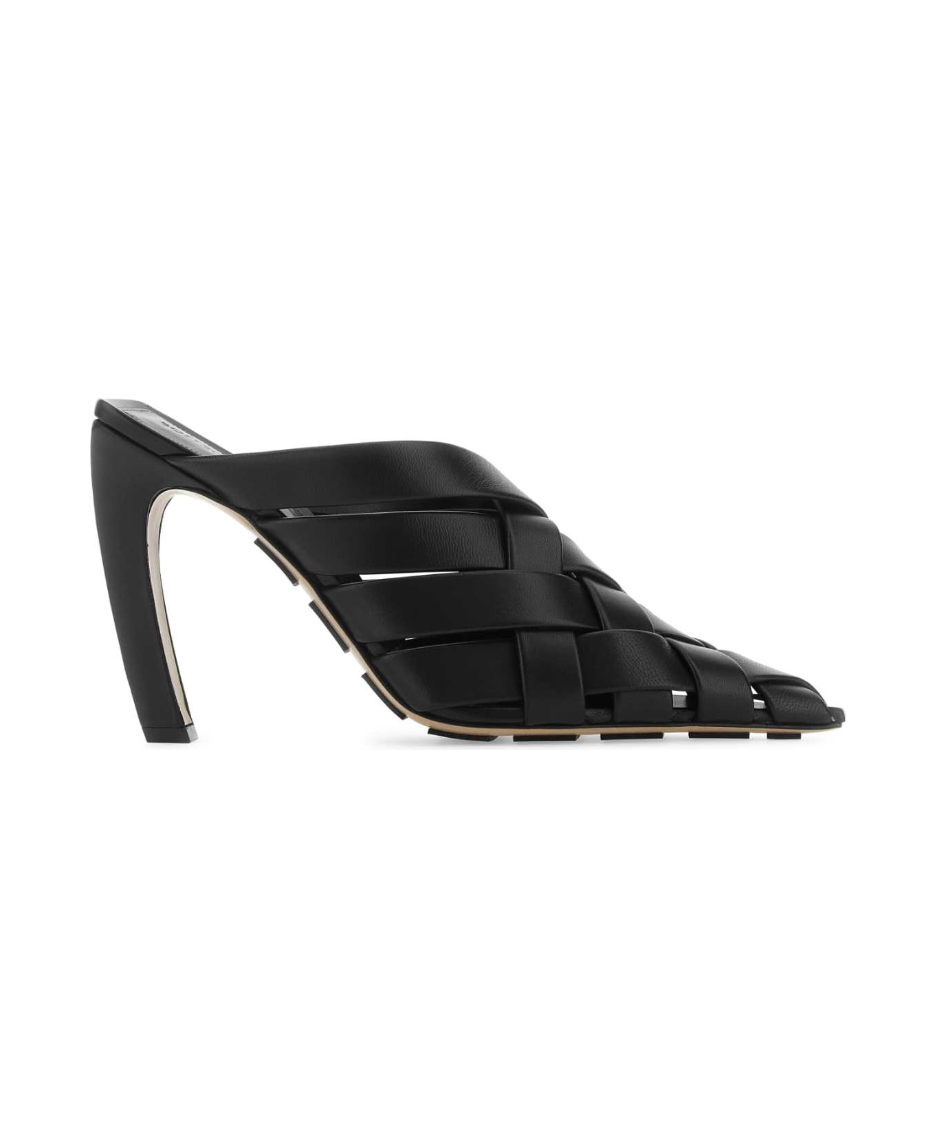 Bottega Veneta Black Nappa Leather Alfie Mules - Black