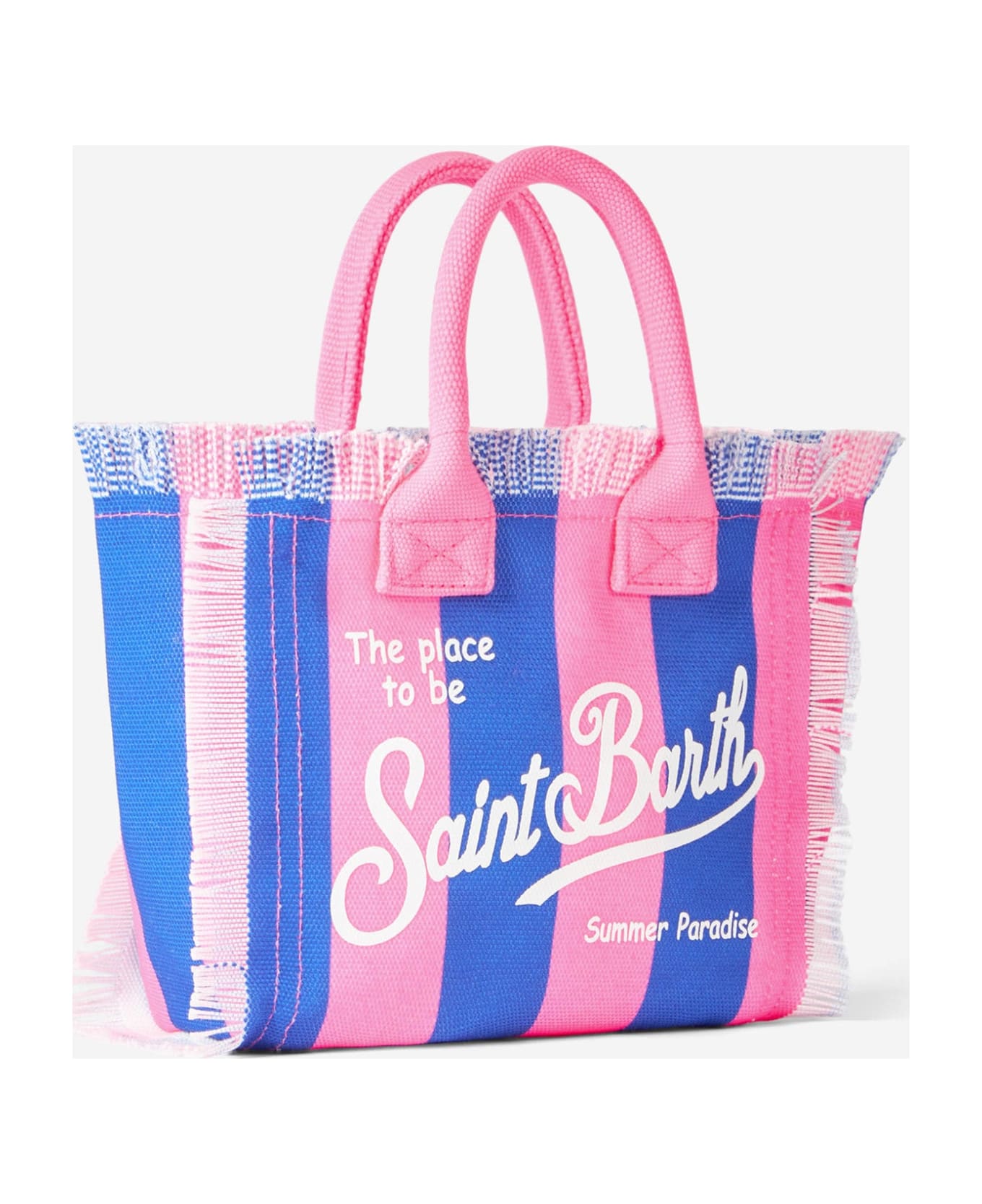 MC2 Saint Barth Mini Vanity Striped Canvas Handbag - PINK