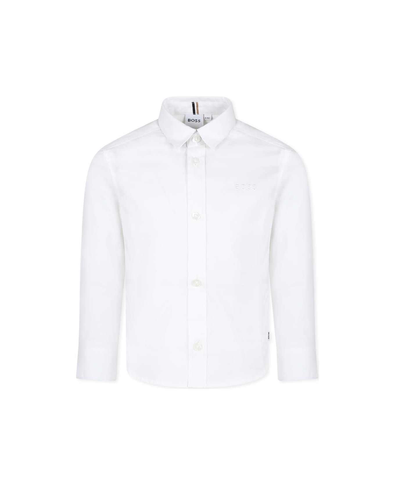 Hugo Boss White Shirt For Boy With Logo - White