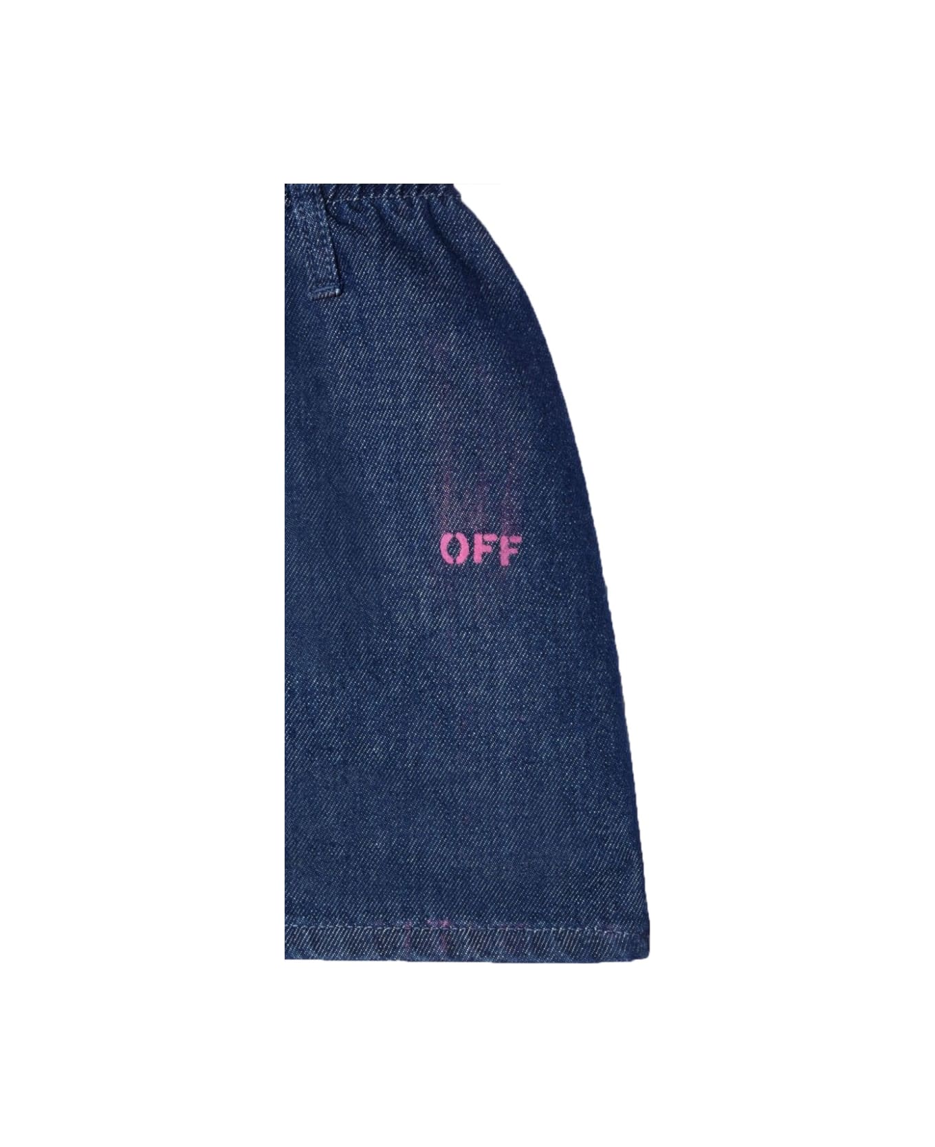 Off-White Off Print Plain Denim Skirt - BLUE