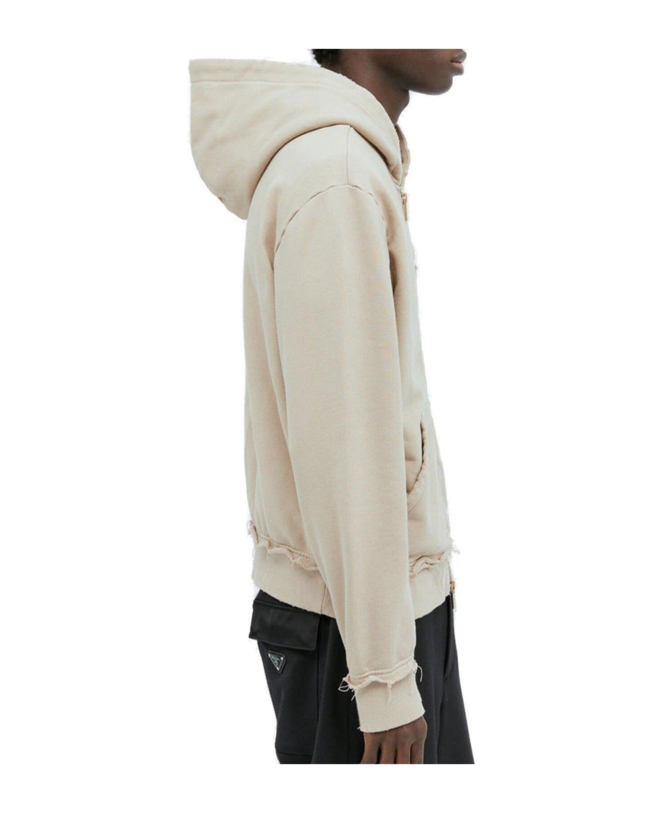 Miu Miu Distressed Hooded Sweatshirt - Albino