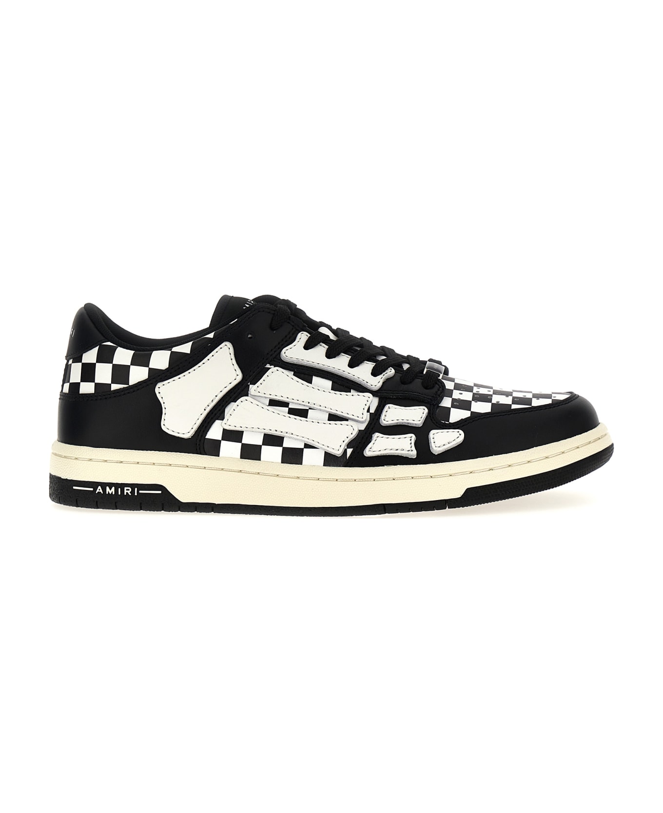 AMIRI Checkered Skel Top Low Sneakers - BLACK