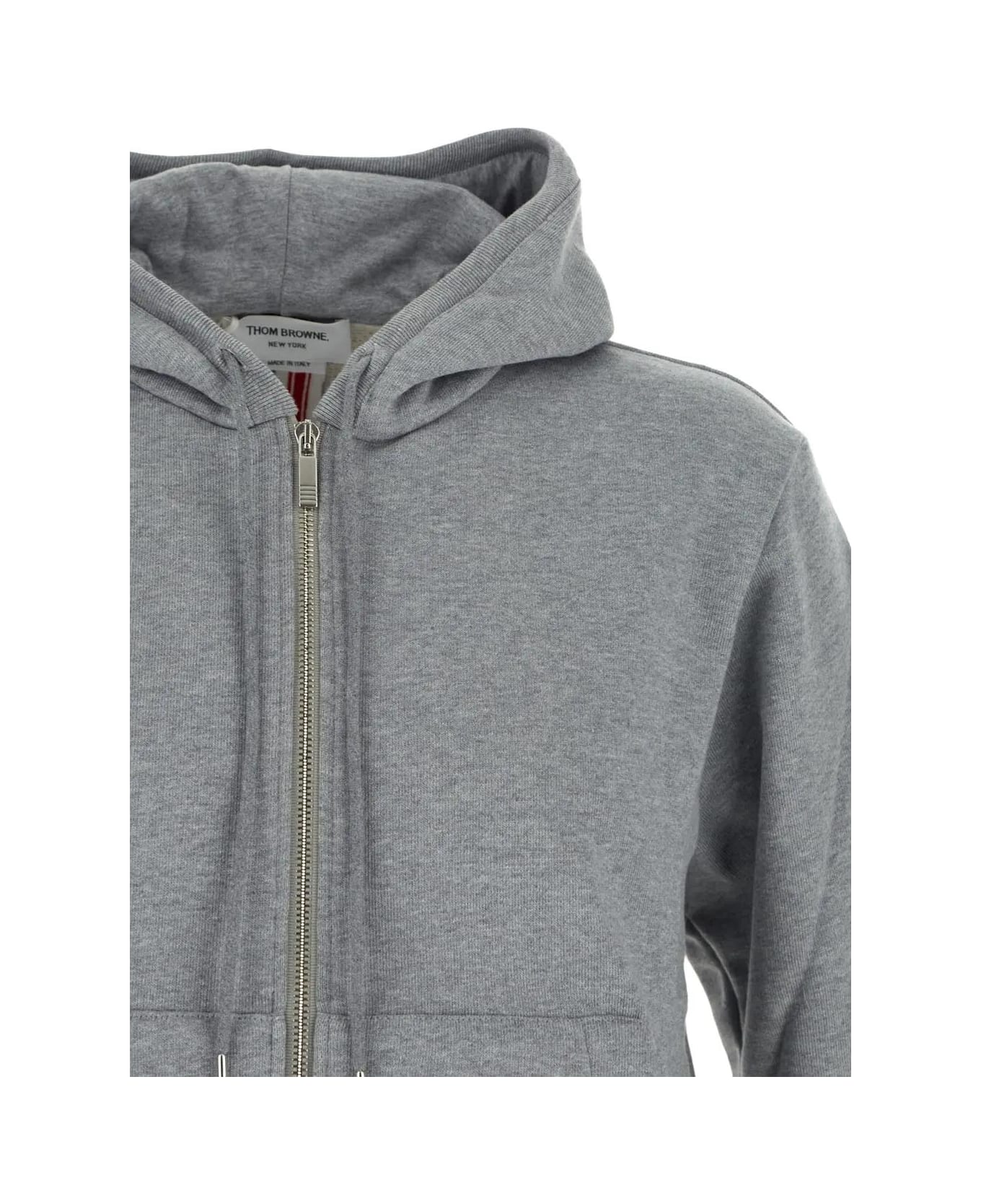 Thom Browne Hoodie Zip Up Pullover - GREY