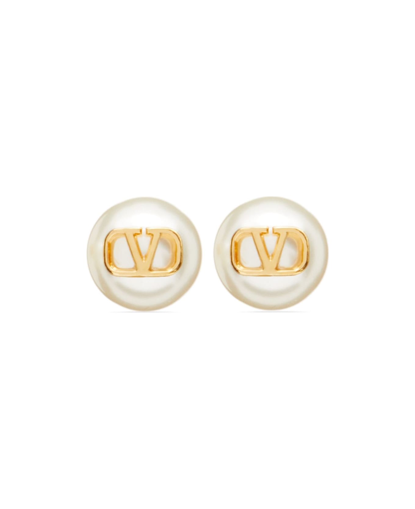 Valentino Garavani Vlogo Pearl Earrings - Golden