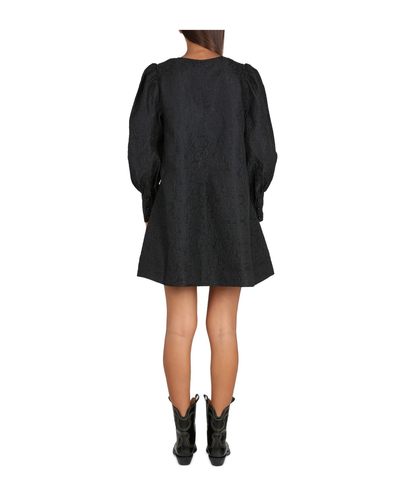 Ganni Organza Mini Dress - BLACK