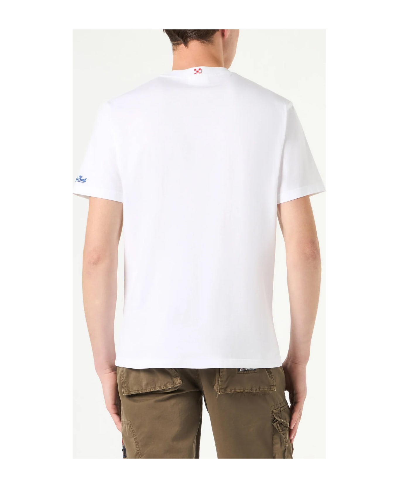 MC2 Saint Barth Man Cotton T-shirt With Estathé Summer Mood Print And Embroidery | Estathé® Special Edition - WHITE