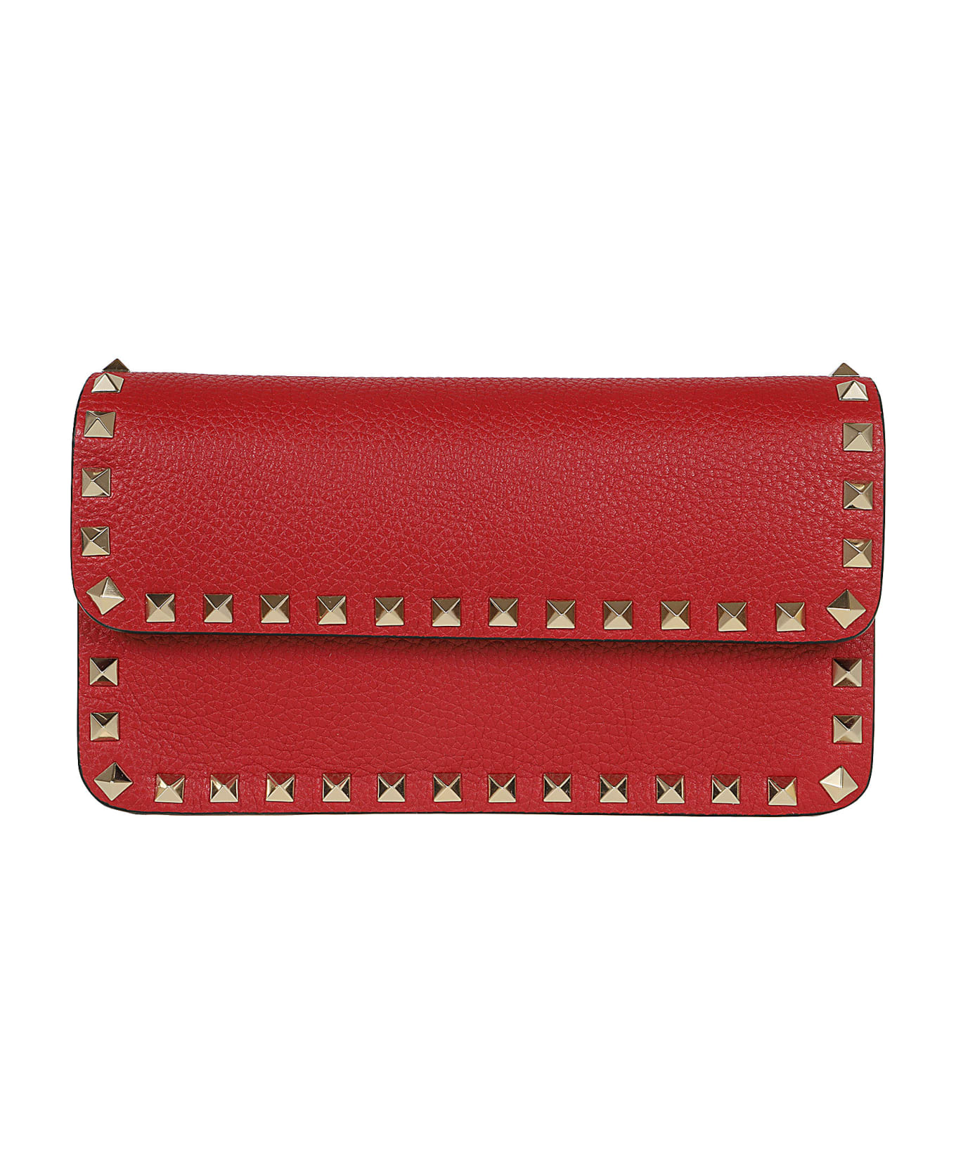 Valentino Garavani Wallet W/strap Rockstud Platinum Studs - Ro Rosso V