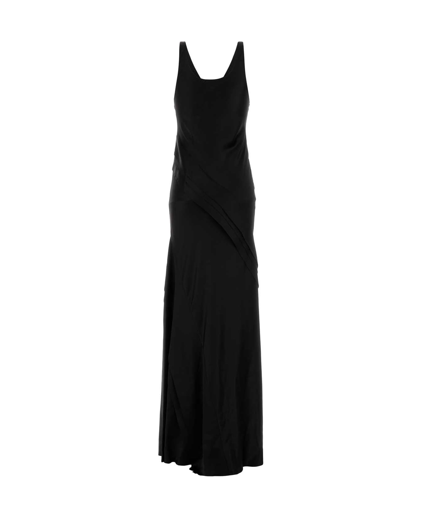 Saint Laurent Black Satin Long Dress