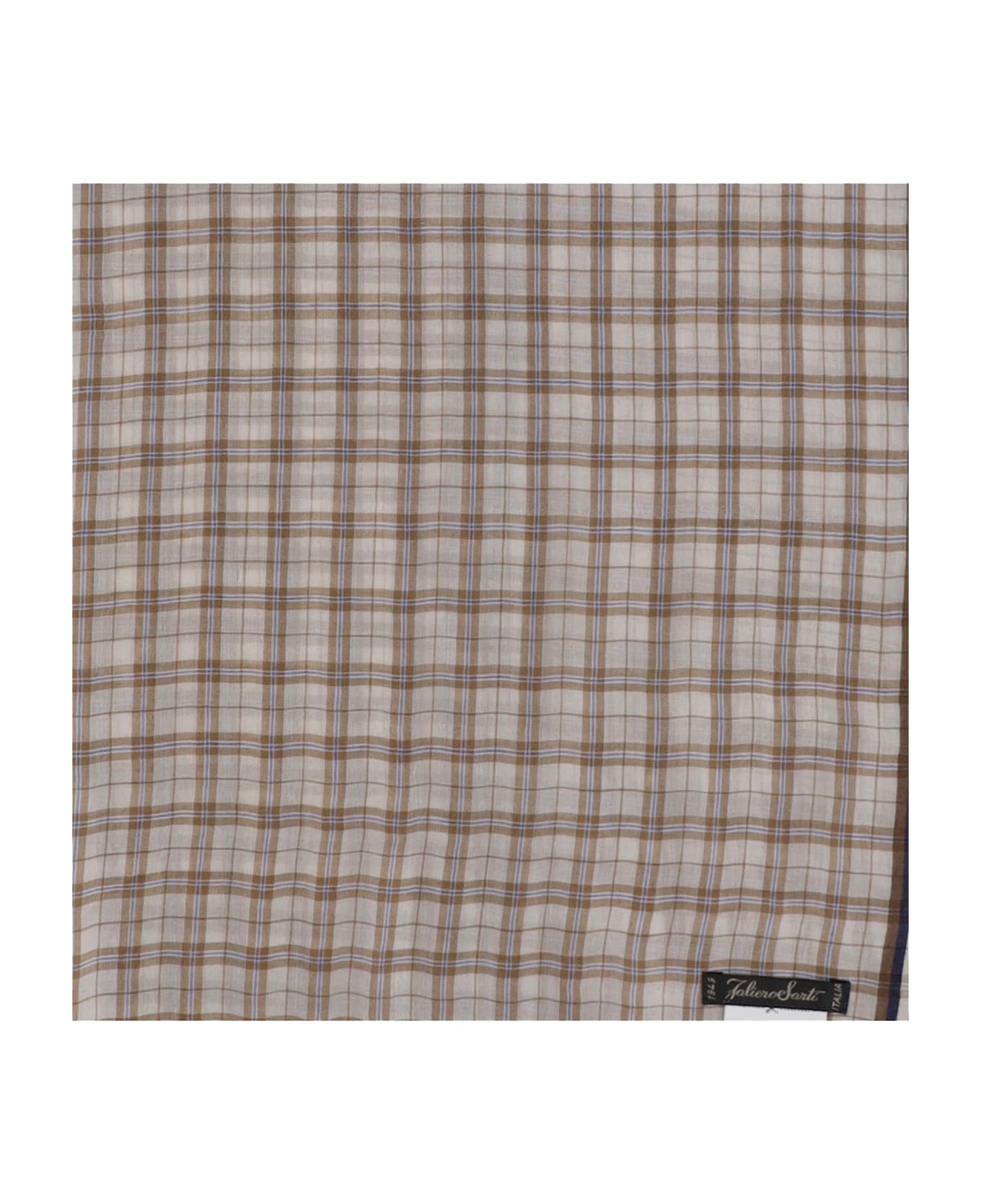 Faliero Sarti Silk Plaid Scarf - Brown