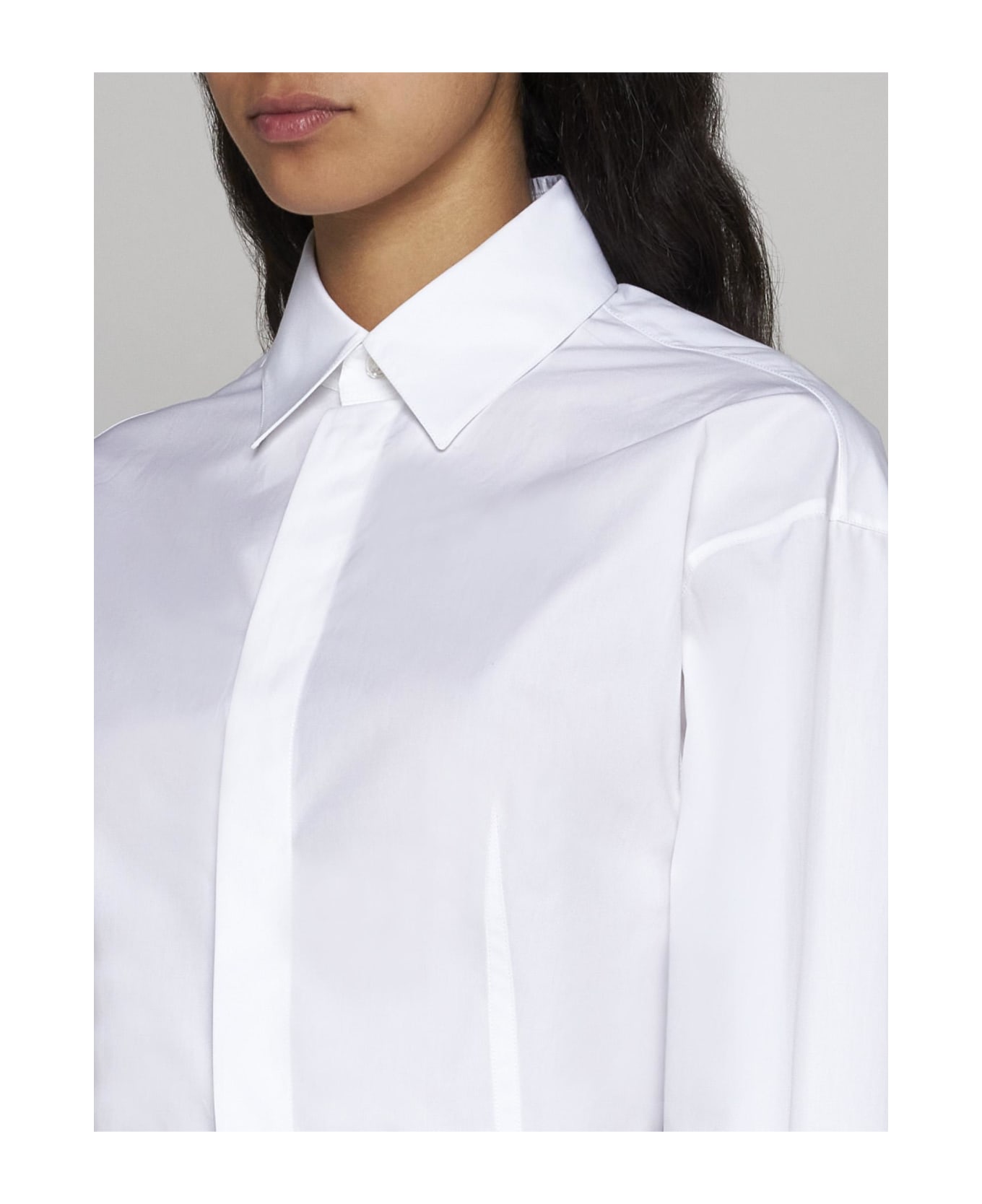 Alaia Cotton Shirt Bodysuit - White ボディスーツ