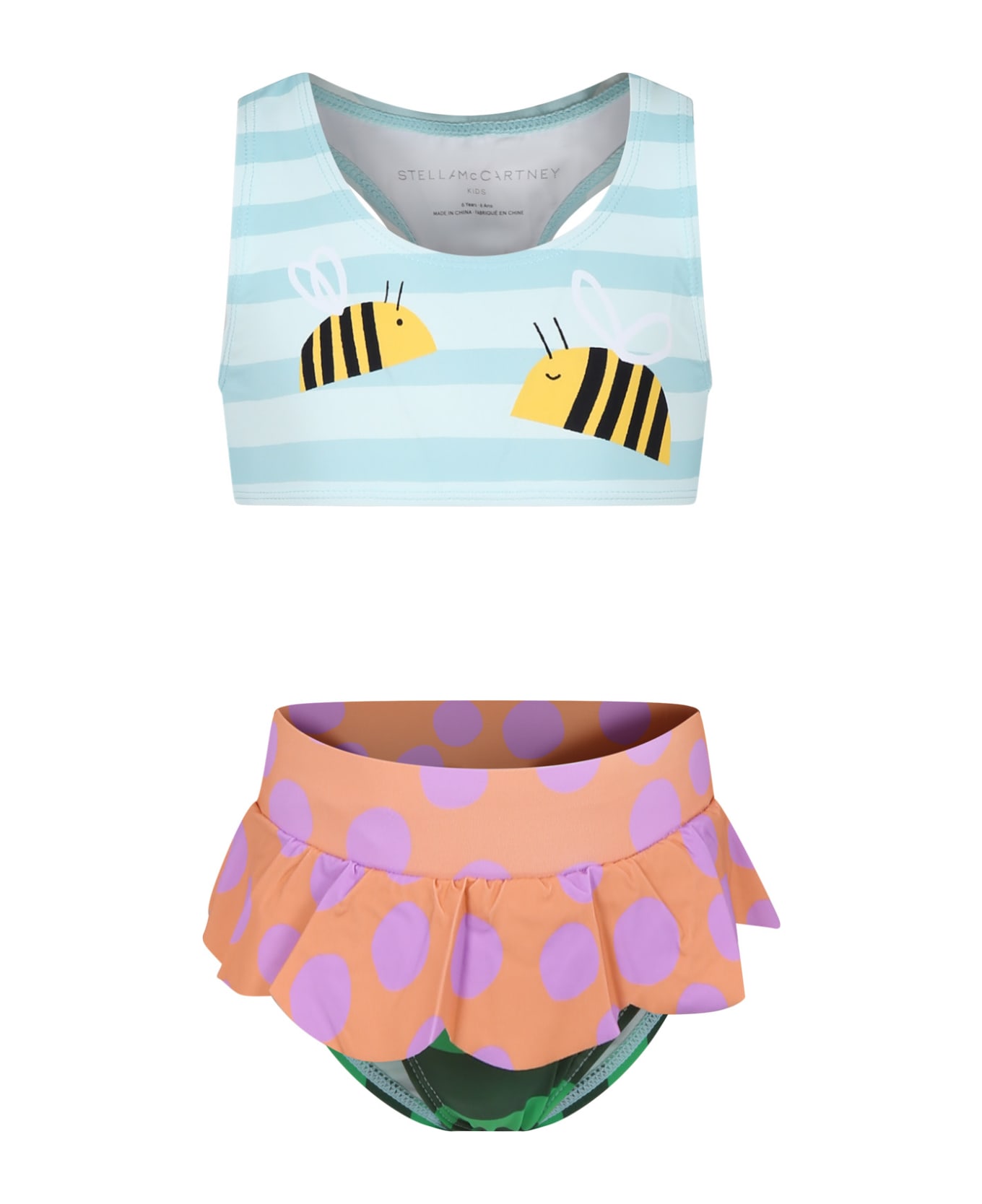 Stella McCartney Kids Light Blue Bikini For Girl With Bees - Multicolor