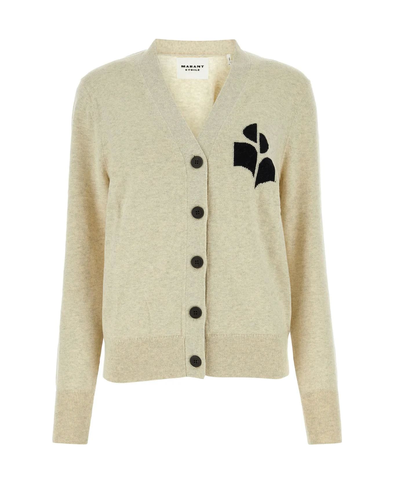 Marant Étoile Cotton And Wool Cardigan With Melange Effect - Gray