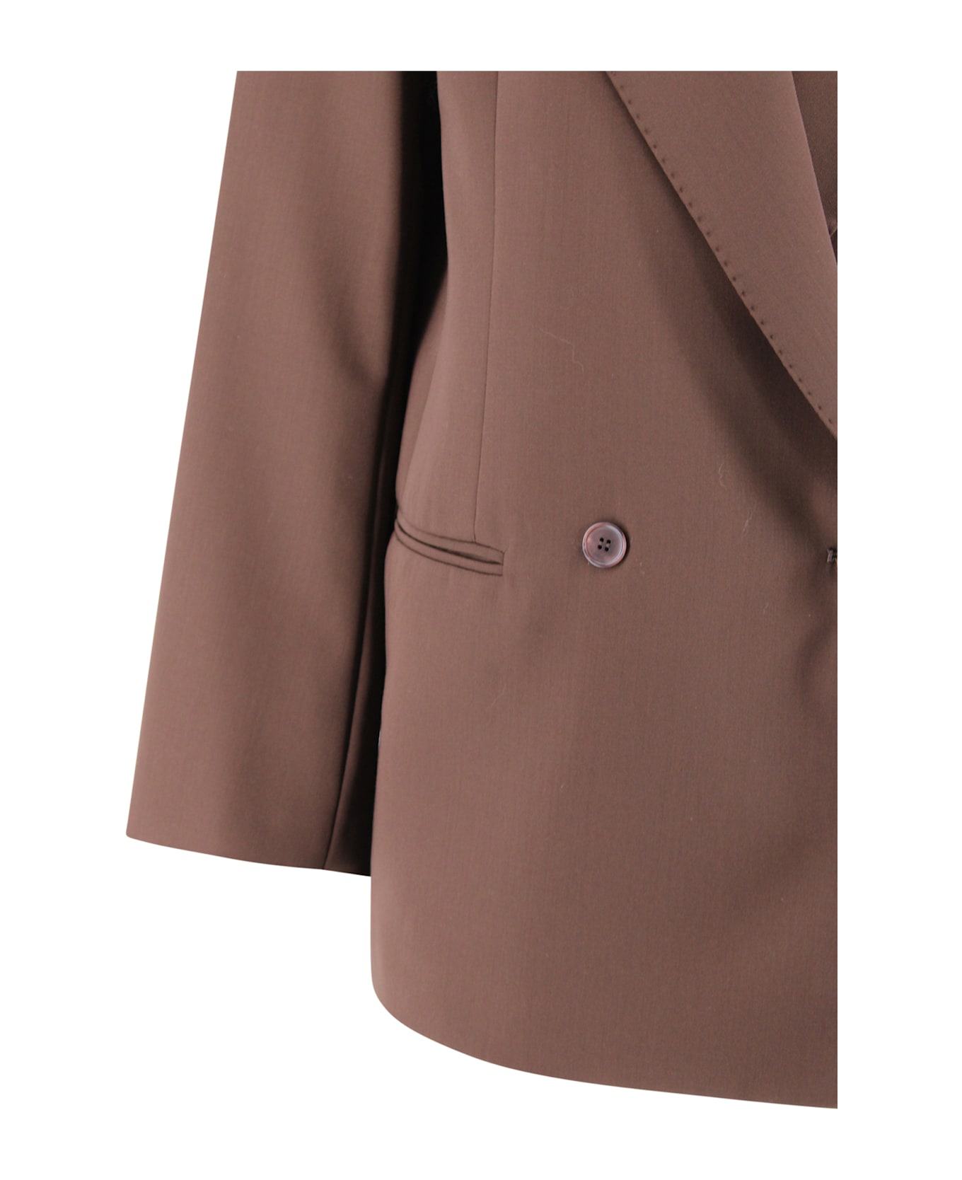 Weekend Max Mara Blazer In Pure Wool Levantina Fabric. - Brown