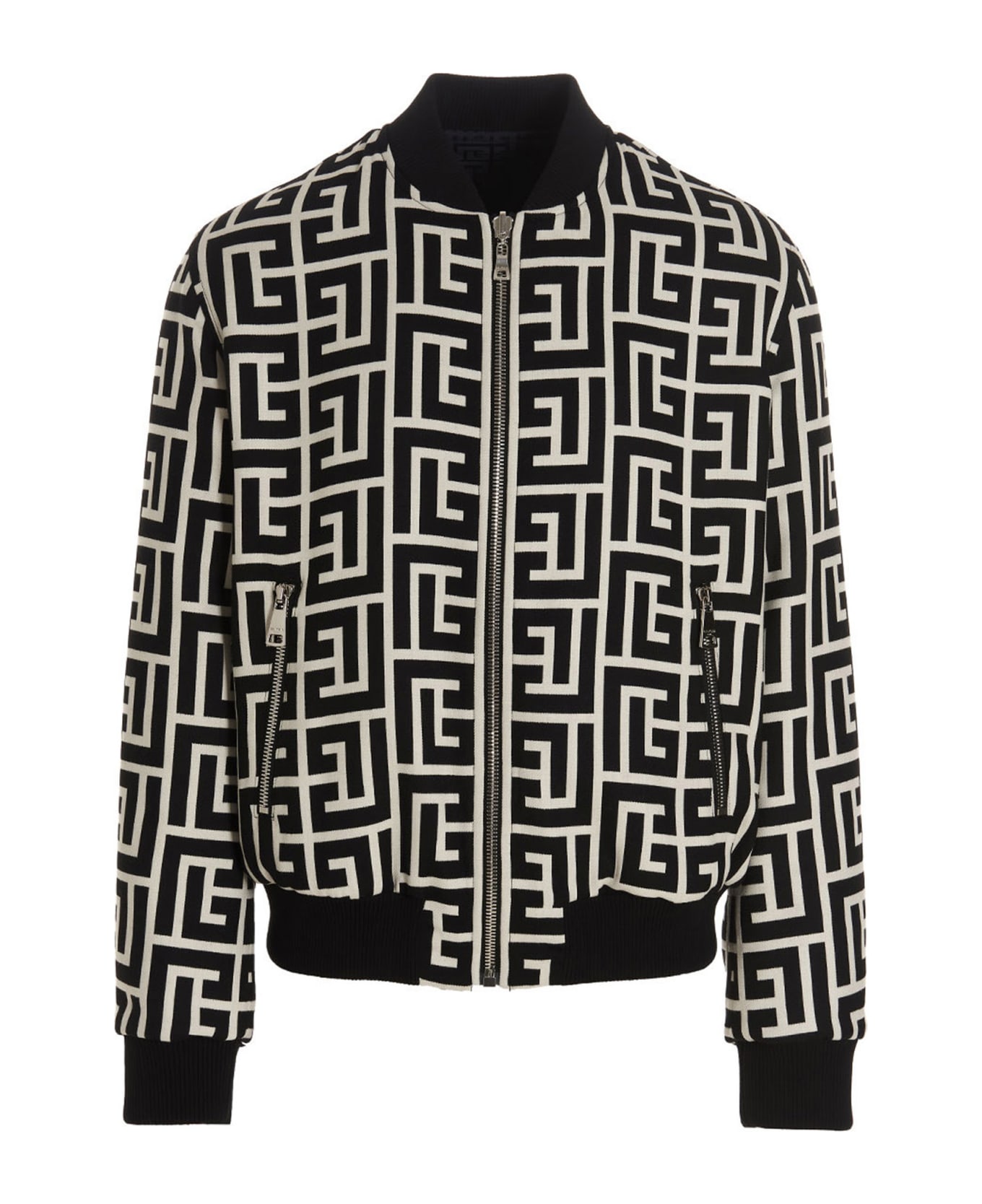 Balmain 'monogram' Reversible Bomber Jacket - Ivoire/noir