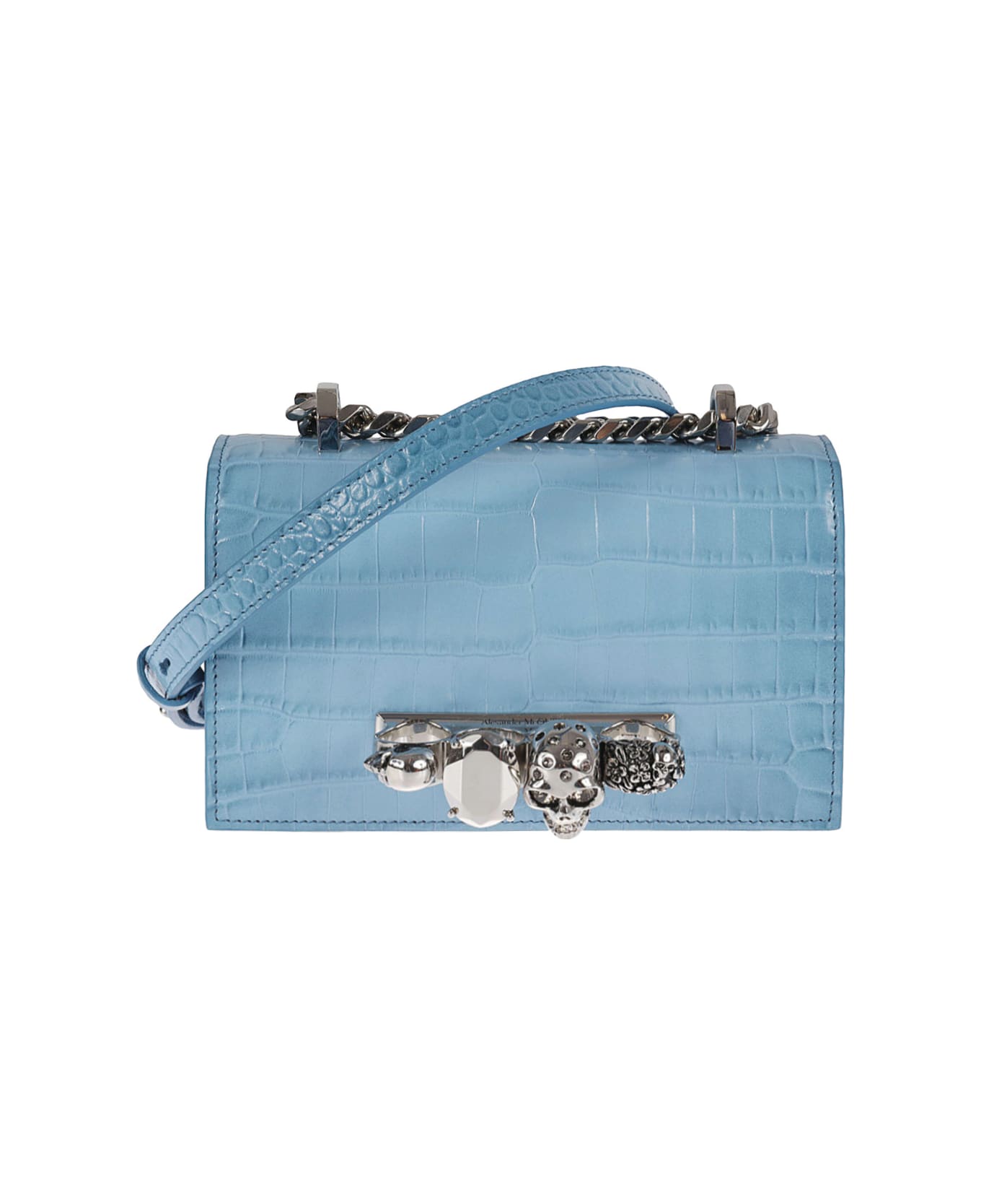 Alexander McQueen Jeweled Satchel Bag - Blu